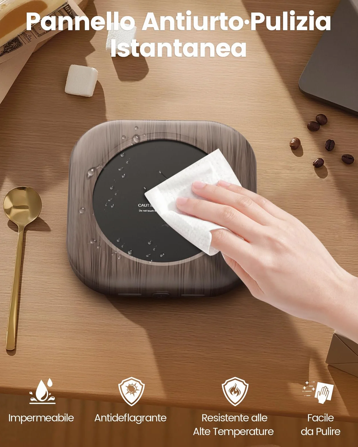 HOMEASY Scaldatazza Elettrico 3 Temperature, Scaldalatte Tazza Autoriscaldante Piastra Riscaldante Sicura e Impermeabile per Caffè Tè e Aromaterapia Spegnimento Automatico