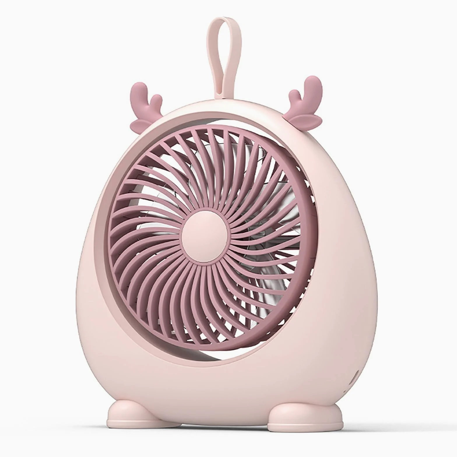 Ventilatore da tavolo portatile e ricaricabile, ultra silenzioso, a 3 velocità, con inclinazione regolabile di 90° e manico robusto, perfetto per camera da letto e ufficio domestico (rosa)