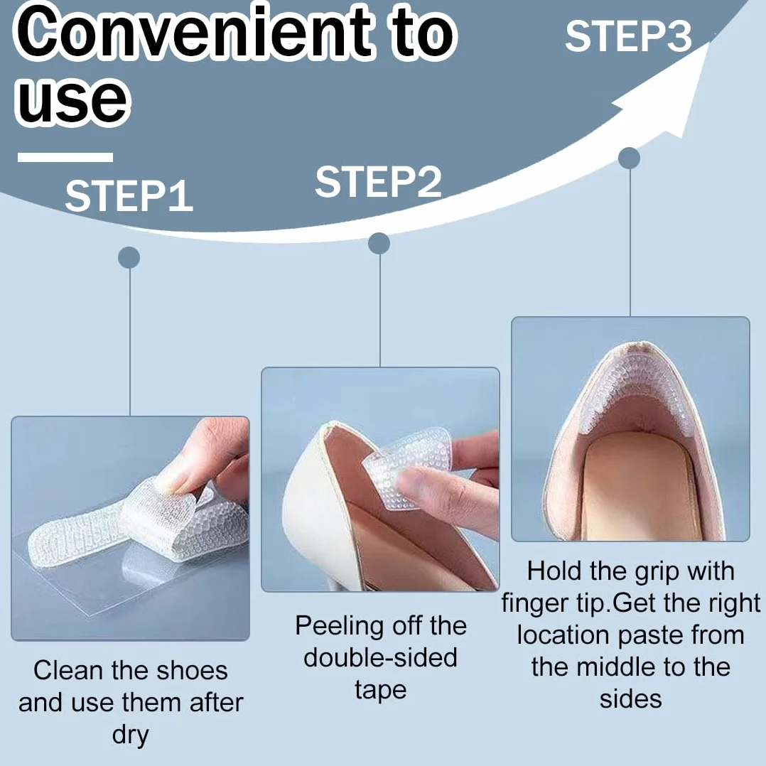 Proteggi Tallone per Scarpe in Silicone, Cuscinetti Autoadesivi, 4 Paia, Lavabili e Riutilizzabili