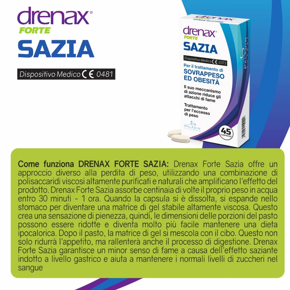 Drenax Forte Sazia Dispositivo Medico 45 Capsule Uso Orale Senza Glutine