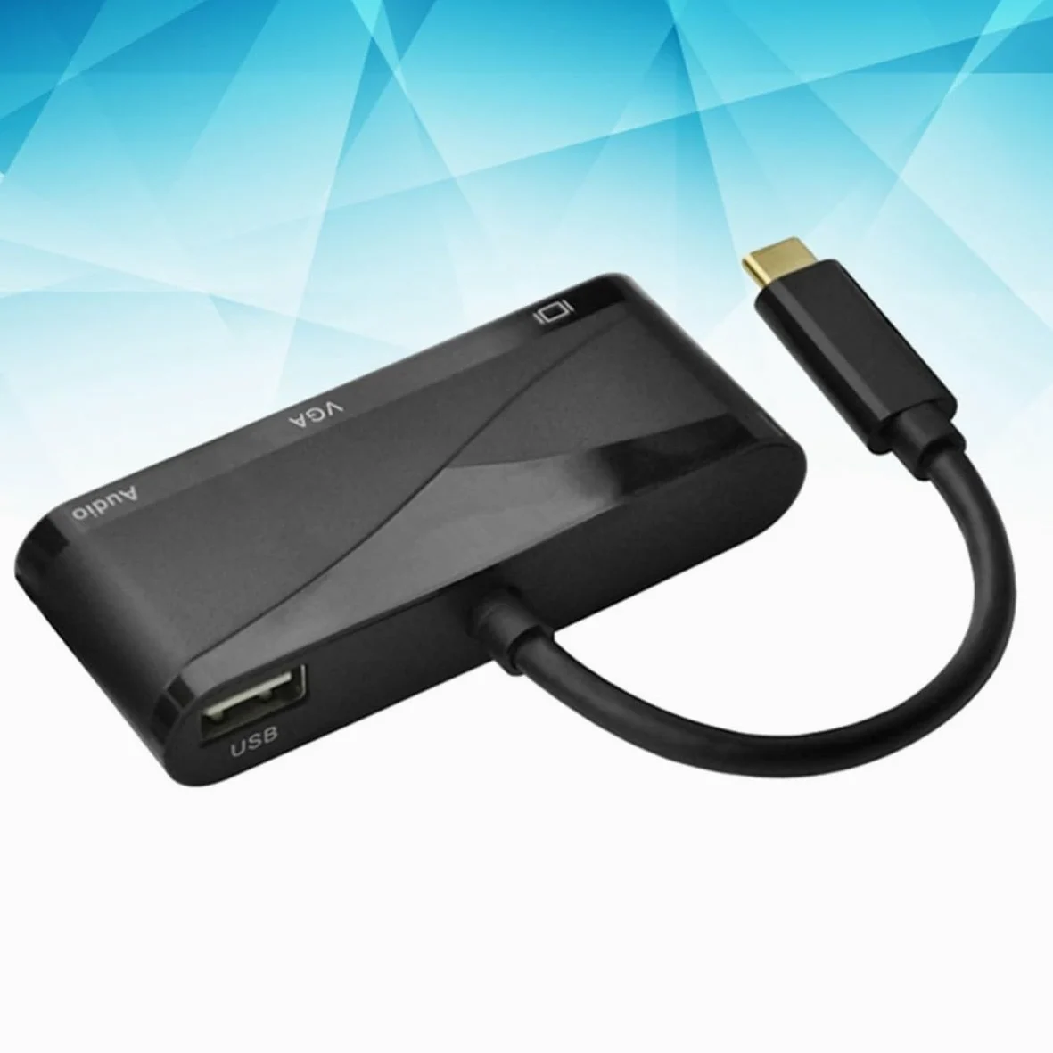 Toddmomy Adattatore Type C a Vga USB 3.1 3 in 1 Nero per Pro PC S8 | Conversione con Uscita Audio, Struttura in Metallo e Plastica, Supporto per Collegamento USB 2.0