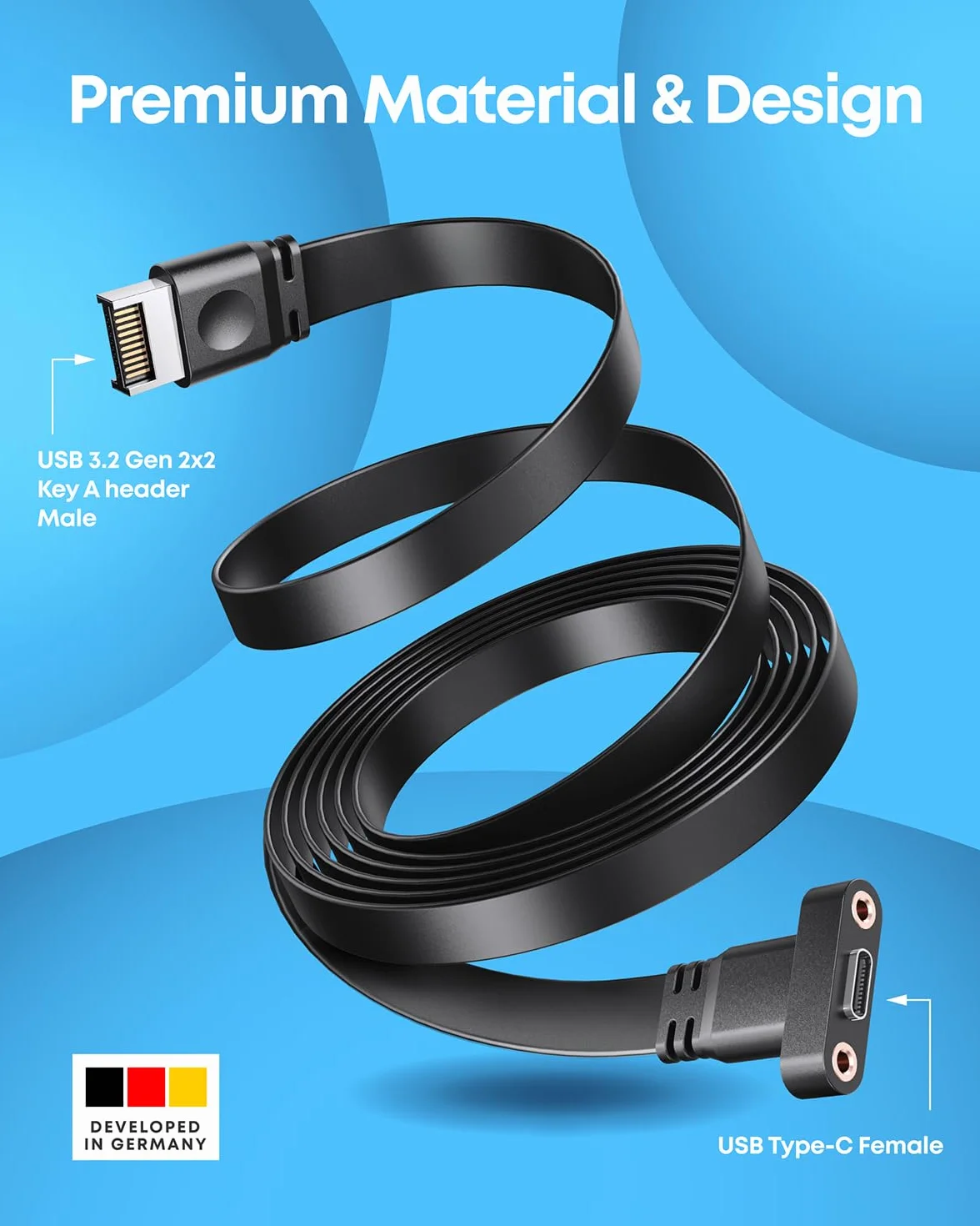 GRAUGEAR Scheda madre PCI da 20 Gbps, adattatore A-Key a USB C, USB 3.2 Gen2 x 2 20 Gbps, 20 pin USB e header nero