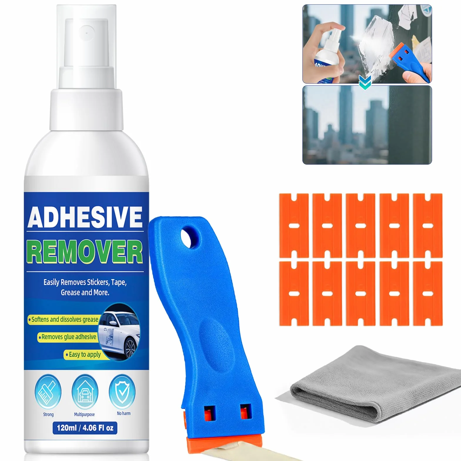 Rimuovi Colla Spray Potente per Adesivi, Silicon, Etichette su Vetri, Legno, Metallo