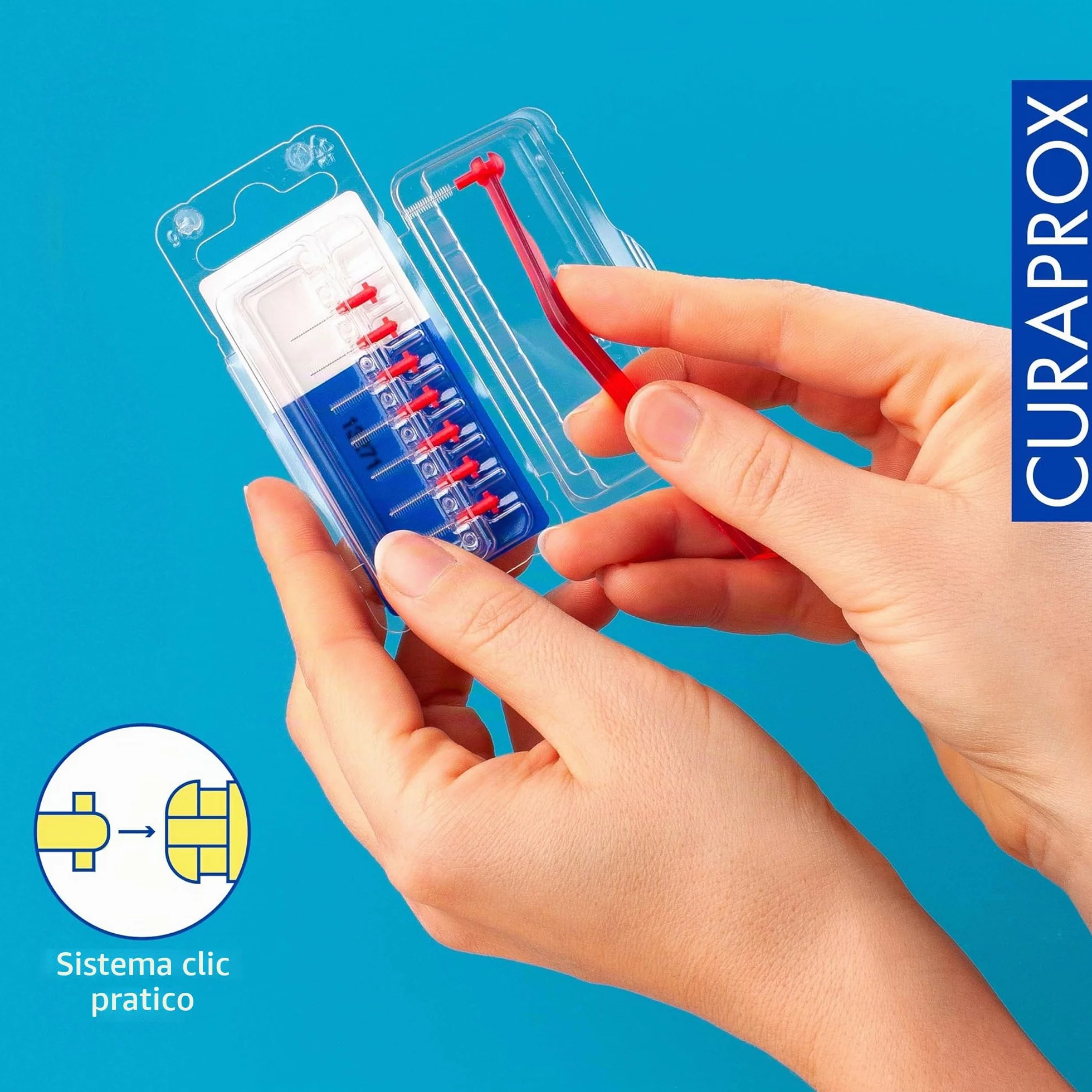 Curaprox Spazzolino interdentale Ricariche CPS 07 Prime-ISO Dimensione 1, Rosso, 8-Pack