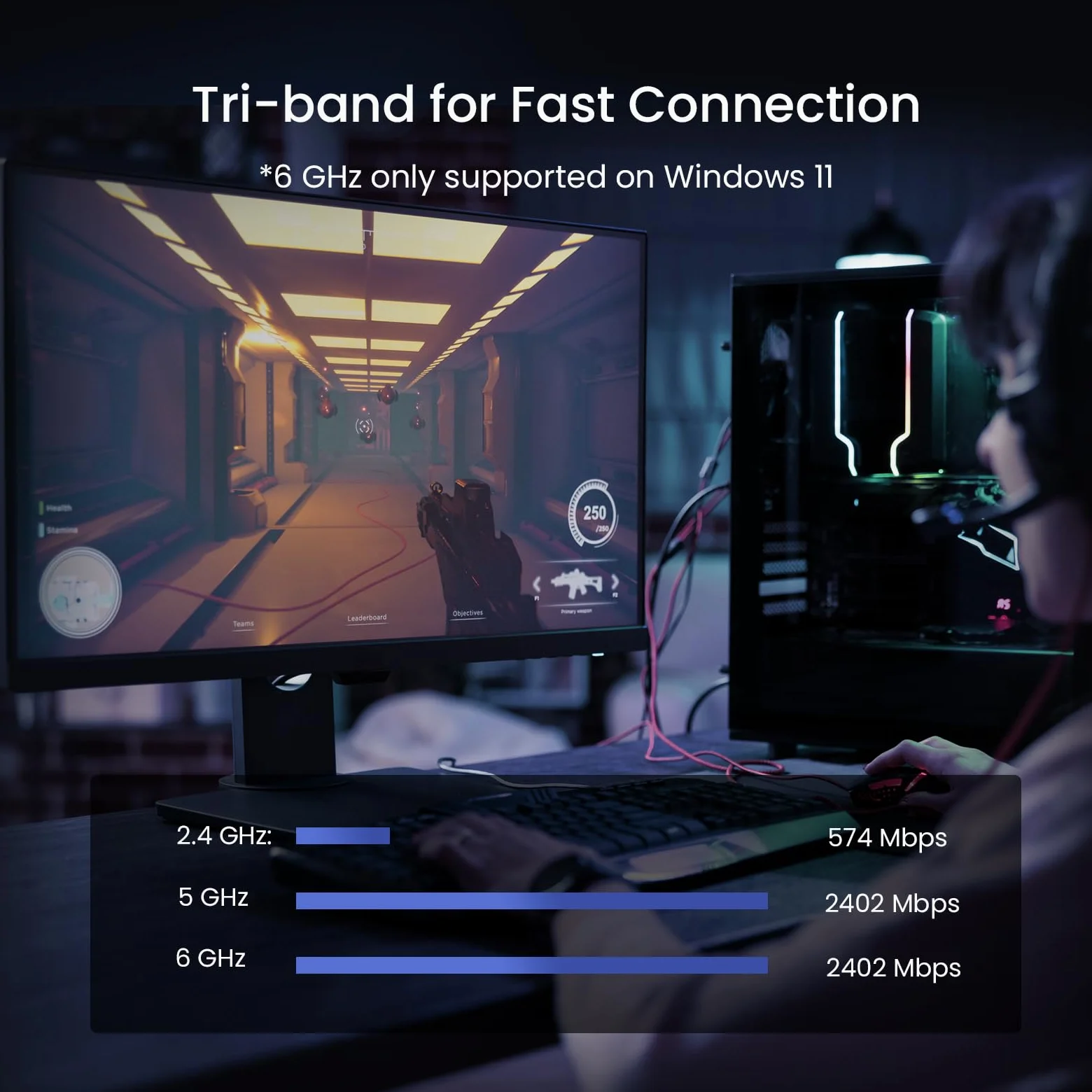 Tenda AX5400 PCIe Scheda di rete Intel WiFi 6E AX210 - Scheda WiFi PCI Express Bluetooth 5.2 con 2 antenne - Scheda wireless a tre bande per il gioco su desktop/PC - Supporta Windows 10/11 (E33)