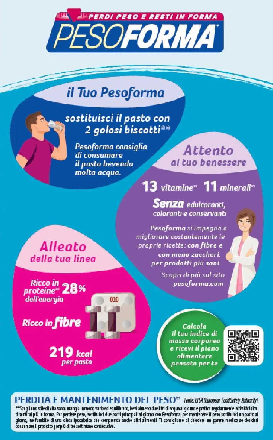 Pesoforma Biscotti Lampone e Mela, Pasto Sostitutivo Dimagrante, Ricco in Proteine, 8 Pasti, 236 Kcal, 90 Ml