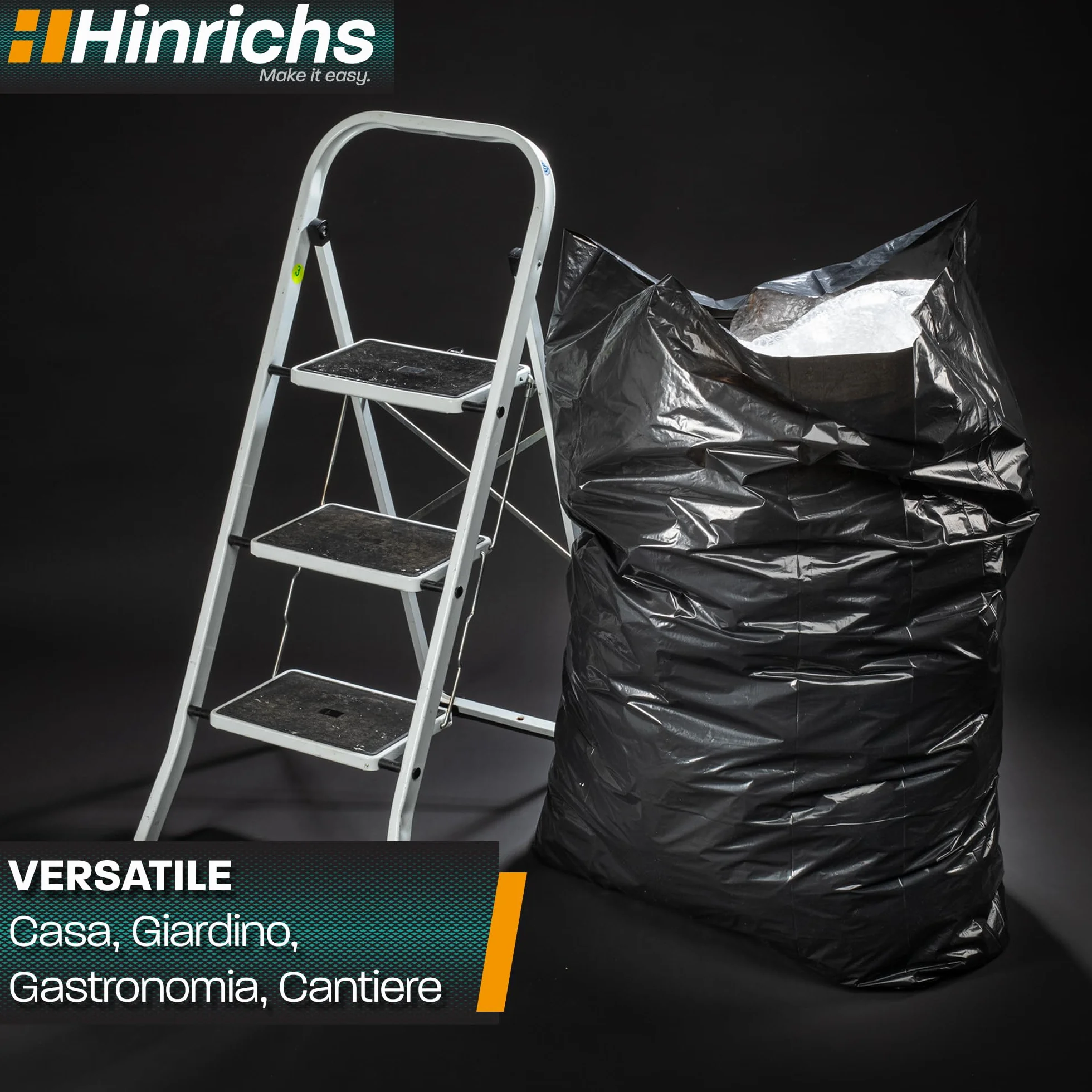Hinrichs Sacchi Rifiuti 240 L Extra Resistenti 100 x 125 cm LDPE Riciclato 15 Pezzi