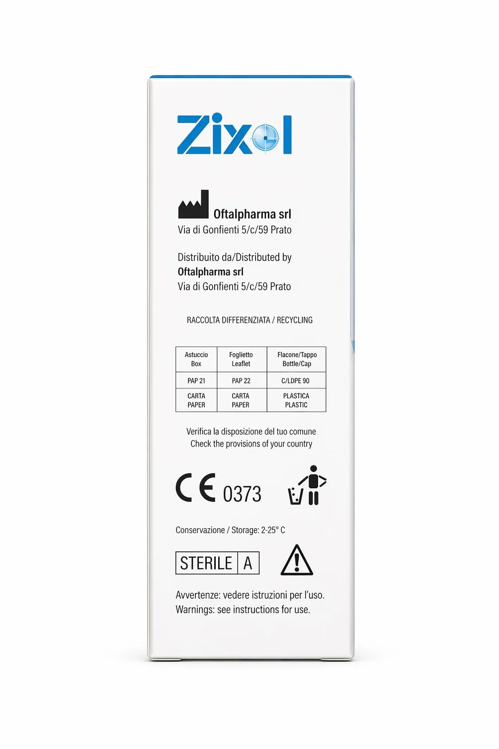 OFTALPHARMA Zixol 8 ml - gocce oculari con Acido Ialuronico e Zinco Solfato - Collirio Occhi Secchi