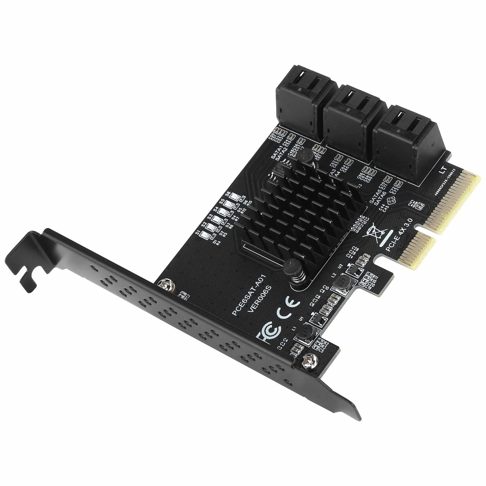 Tbest Asm1166 6 Porte, Scheda di Espansione Pcie Sata, Componenti Interni, Scheda di Espansione Pcie a 6 Porte Sata3.0 Disco Rigido 6G Pcie3.0 Gen3 4X Adattatore Hub Interfaccia