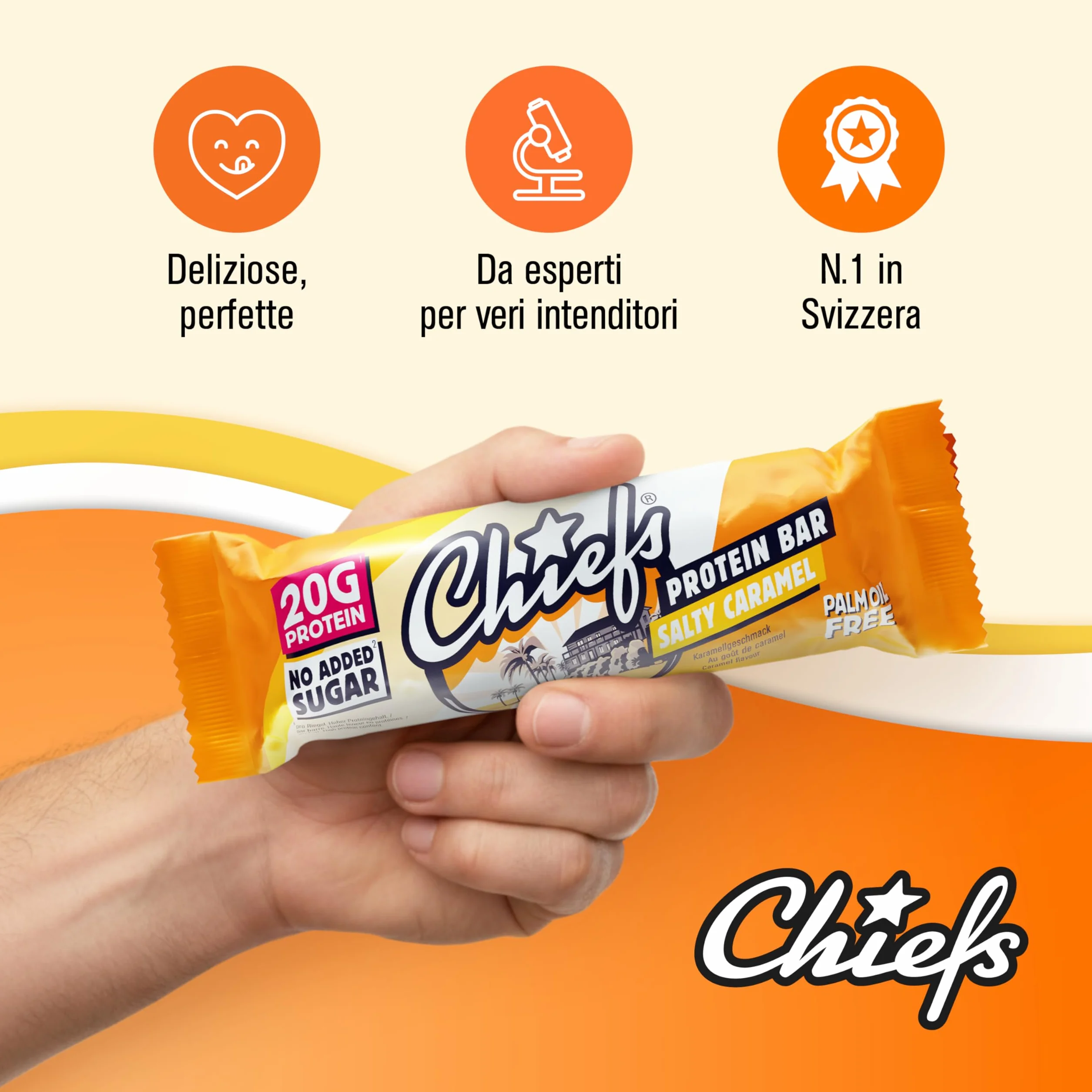 Chiefs Protein Bar 20g proteine 214kcal 12 x 55g Salty Caramel