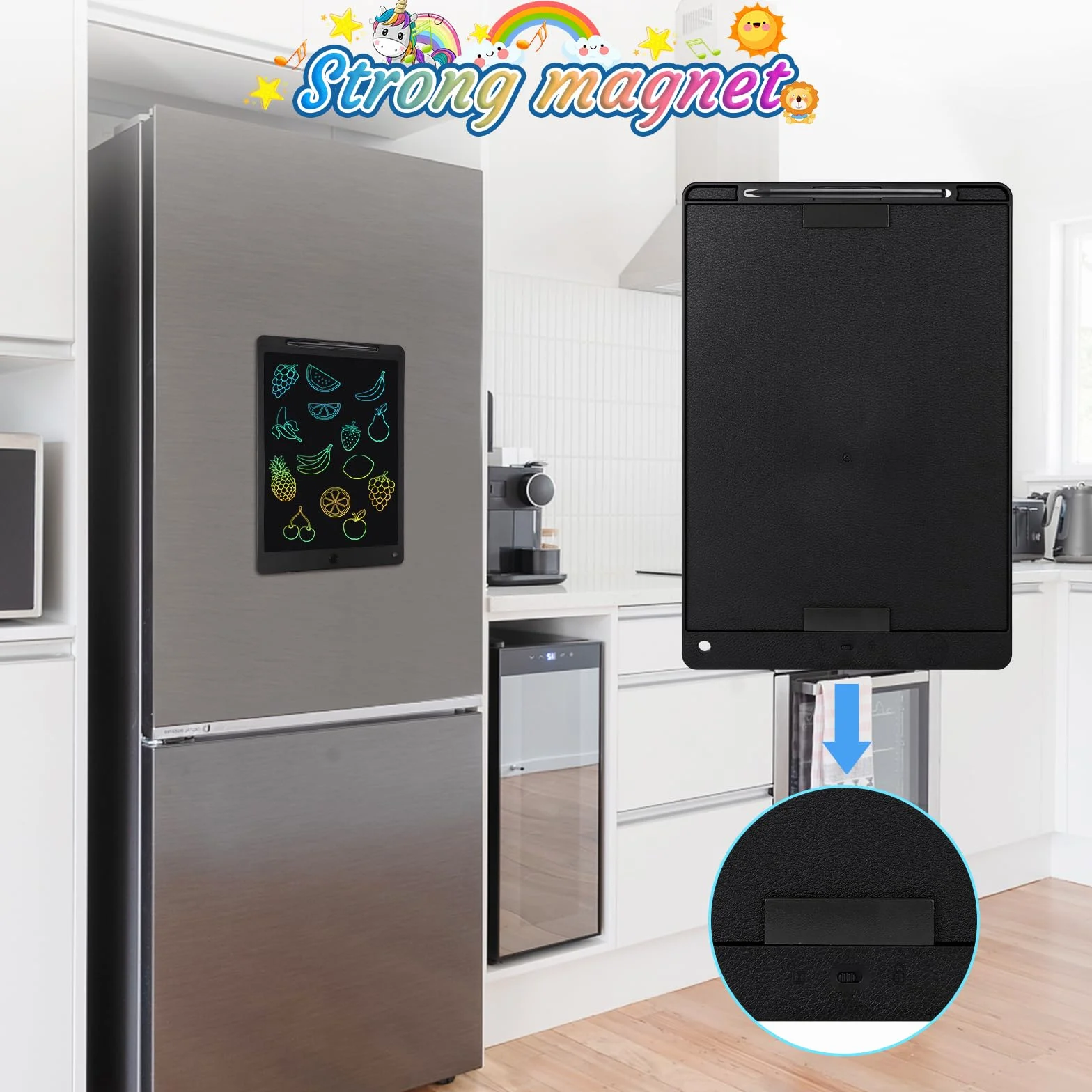 Tavoletta Grafica LCD 13 Pollici per Bambini con Schermo Scrittura, Pulsante Elimina e Blocco - Nero
