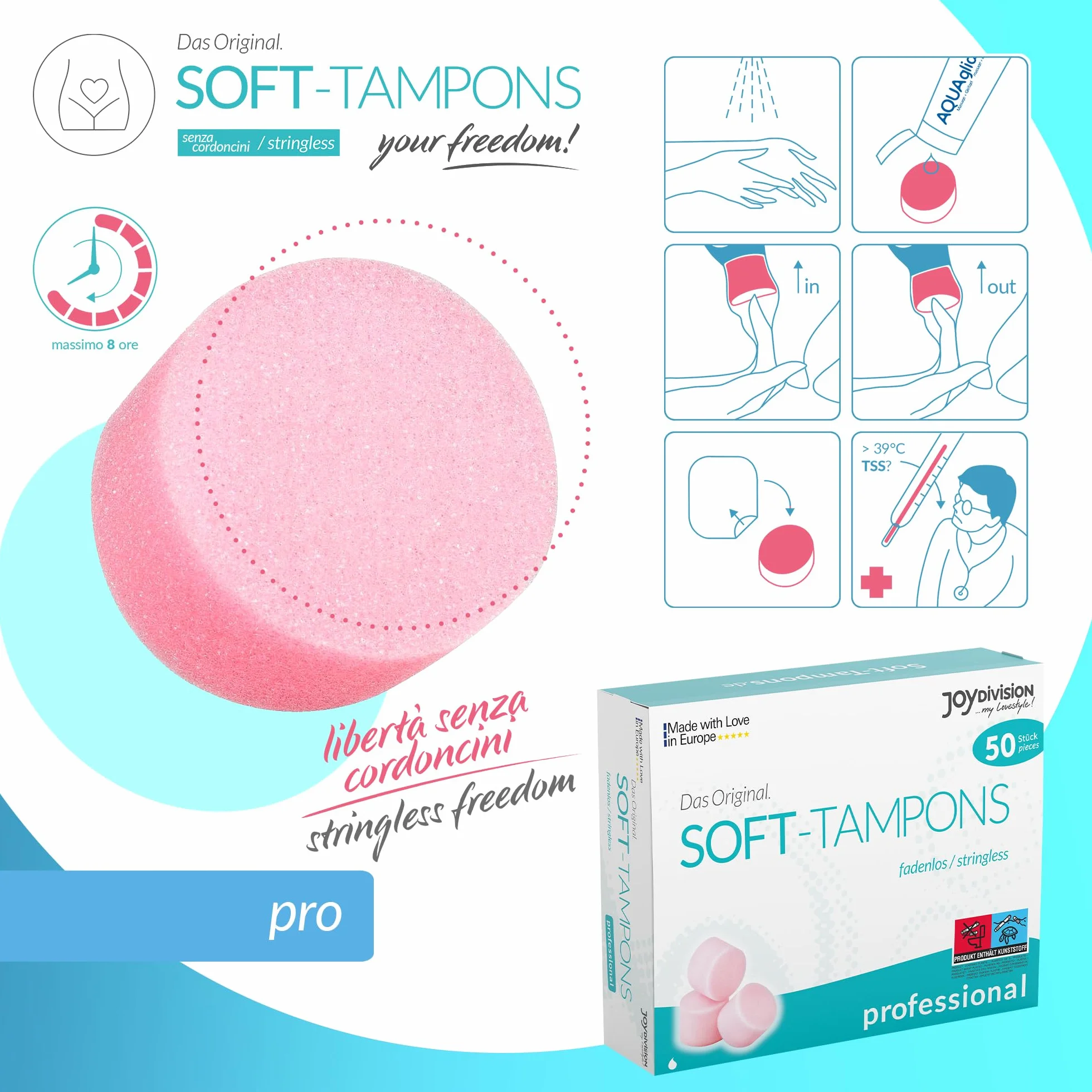 JOYDIVISION Soft Tampons Professional Filamless Tampon Box of 50