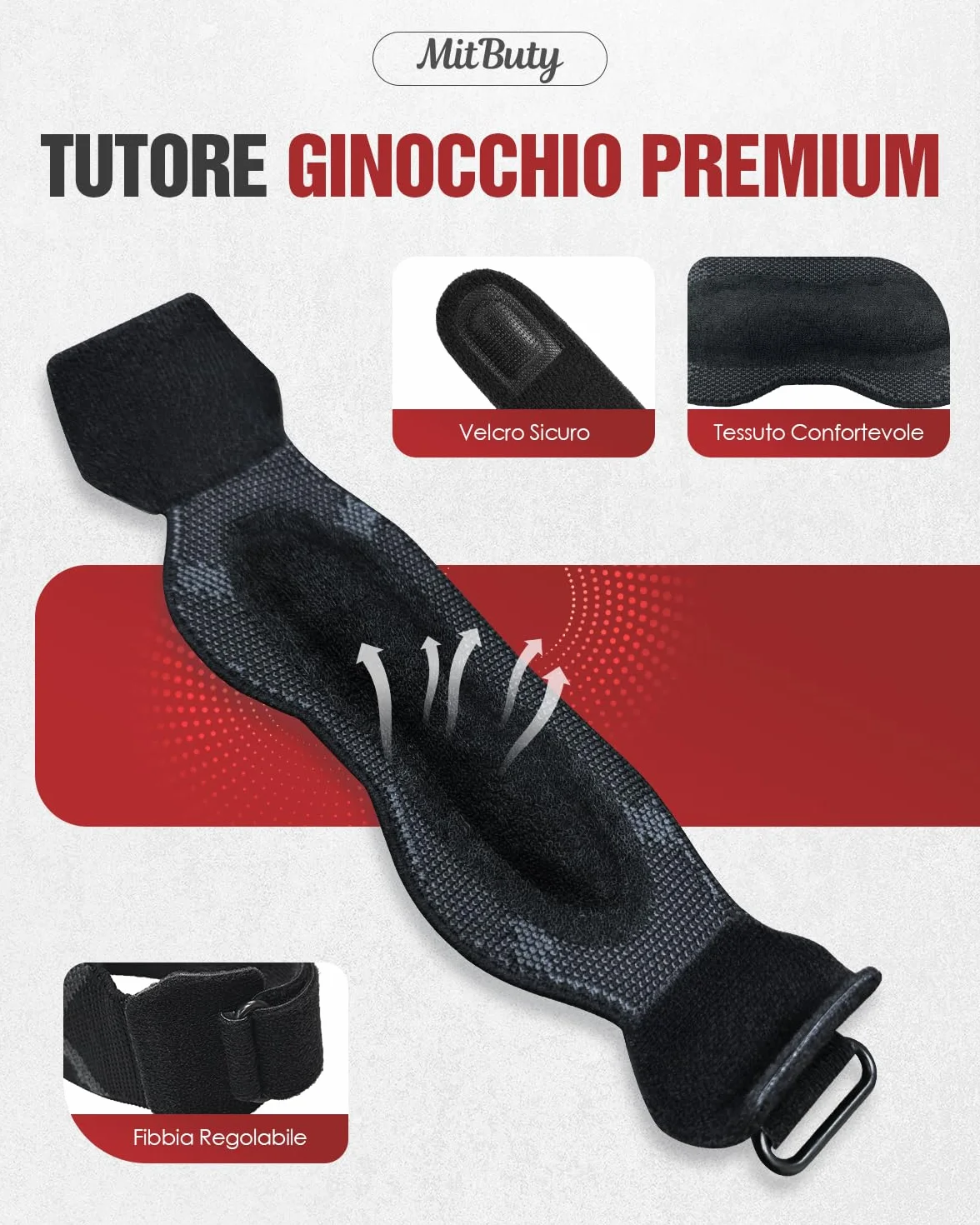 Tutore Tendine Rotuleo con Cuscinetto in Silicone (Set da 2) – Ginocchiera Ortopedica Regolabile per Corsa