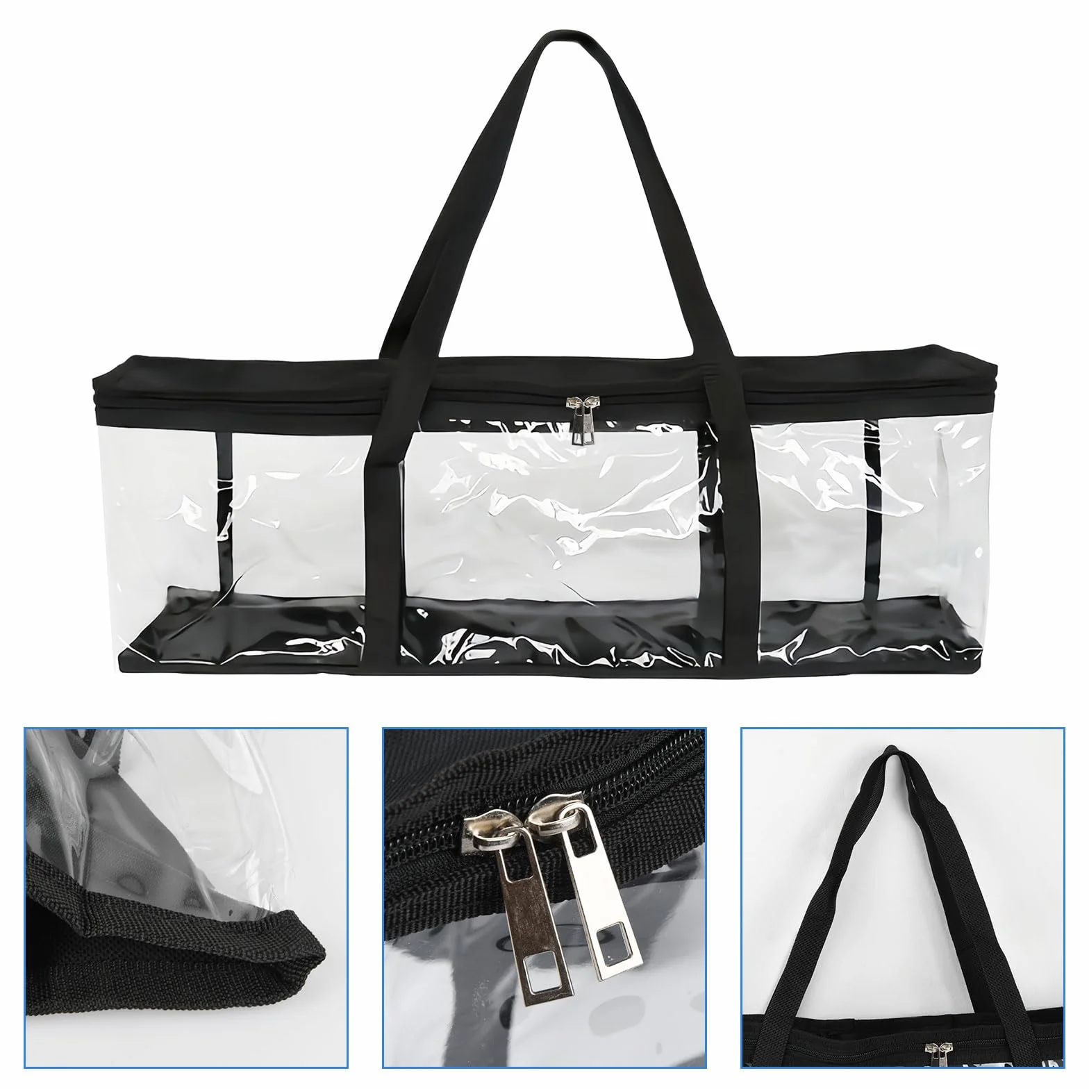Amexo Borse Porta Portatile per CD Sacchetti di Grande capacità per Dvd Custodia in PVC Trasparente con Manici per CD Album Videogiochi Libri (2)