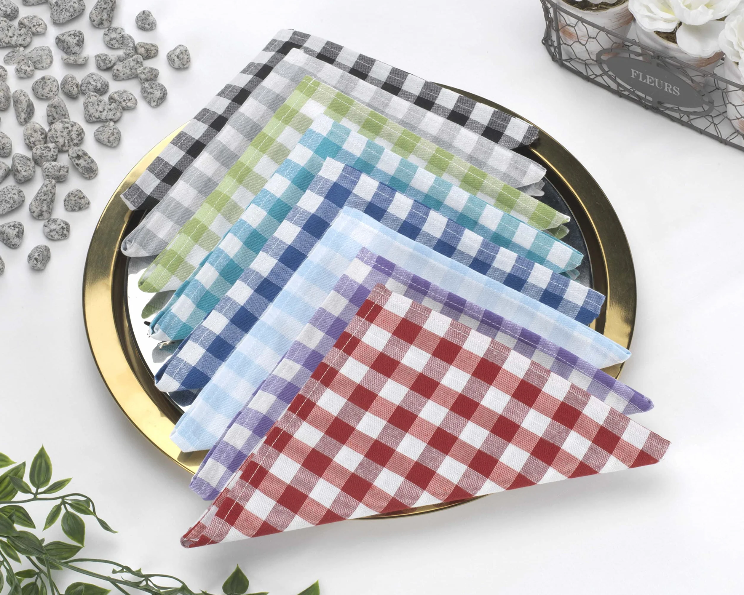 Tovaglioli in tessuto Vichy 45x45 cm rosso set 12 pezzi