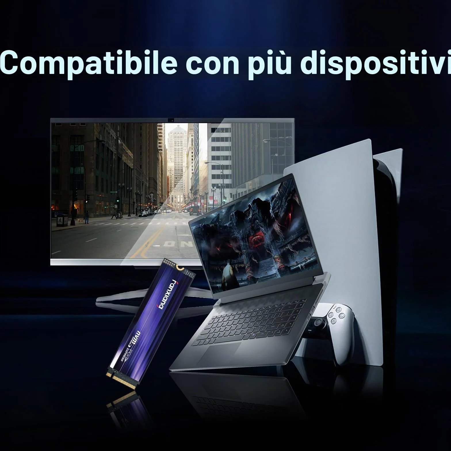 fanxiang SSD 1TB NVMe 1.4 PCIe Gen4x4 SSD M.2 2280 Interno - Lettura Fino a 7300 MB/s, Unità a Stato Solido Interne Compatibile con PS5 PC Desktop Laptop S880