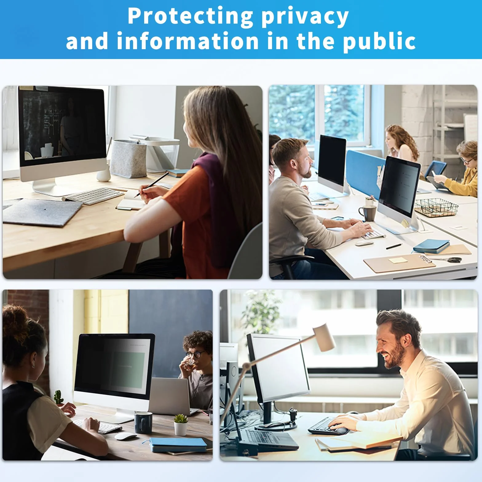 Protezione Schermo per Computer Desktop da 24 Pollici con Rapporto di Aspetto 16:9, Anti Luce Blu e antiriflesso, Filtro per la Privacy a Rapida Installazione, Pellicola di Protezione PC