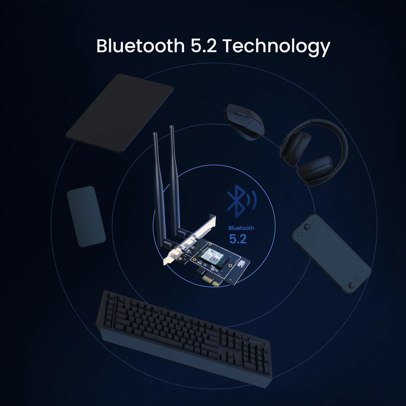 Tenda AX5400 PCIe Scheda di rete Intel WiFi 6E AX210 - Scheda WiFi PCI Express Bluetooth 5.2 con 2 antenne - Scheda wireless a tre bande per il gioco su desktop/PC - Supporta Windows 10/11 (E33)