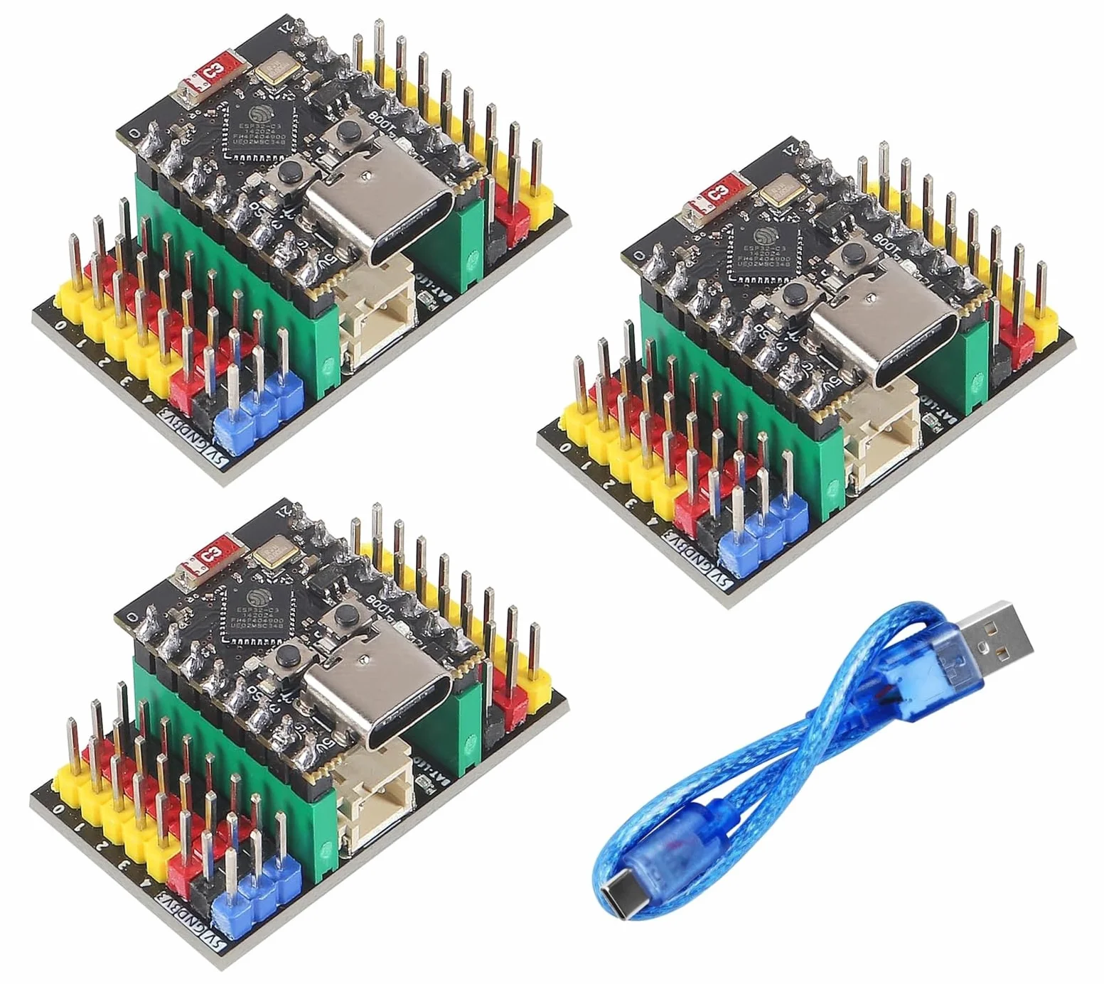 3 Pezzi ESP32-C3 MINI Scheda di Sviluppo ESP32 C3 Super Mini Scheda di Sviluppo Supporta WiFi Bluetooth con Tre Schede di Espansione e un Cavo Dati