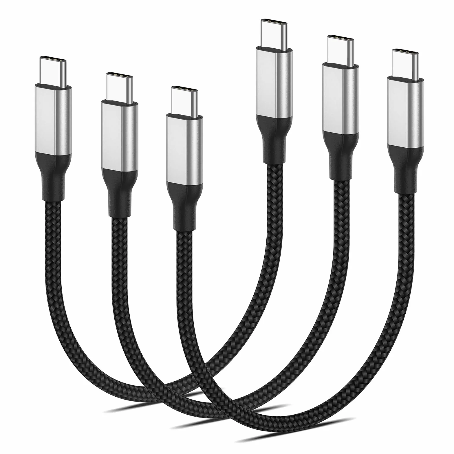 Cavo USB C a C Corto 20cm, 3 Pezzi PD 60W - Cavo di Ricarica Veloce e Dati in Nylon Tipo C per iPhone 15/15 Pro/15 Pro Max, Samsung Galaxy, Huawei - USB 2.0