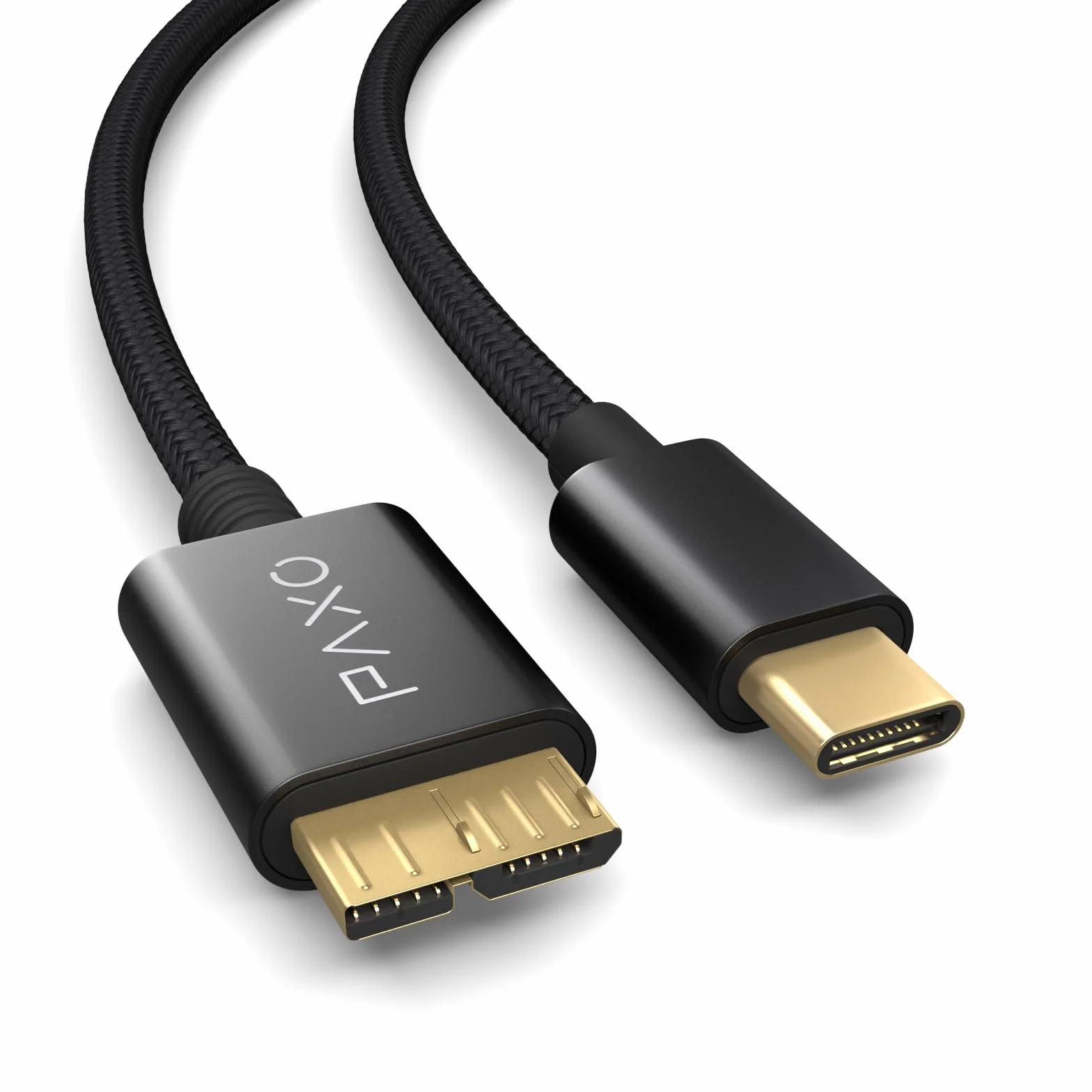 PAXO Cavo hard disk da 0,3 m, 10 Gbit/s, USB C-MICRO USB3.2 Gen2, cavo USB, cavo dati, cavo di ricarica, nero, da USB C maschio a Micro B maschio