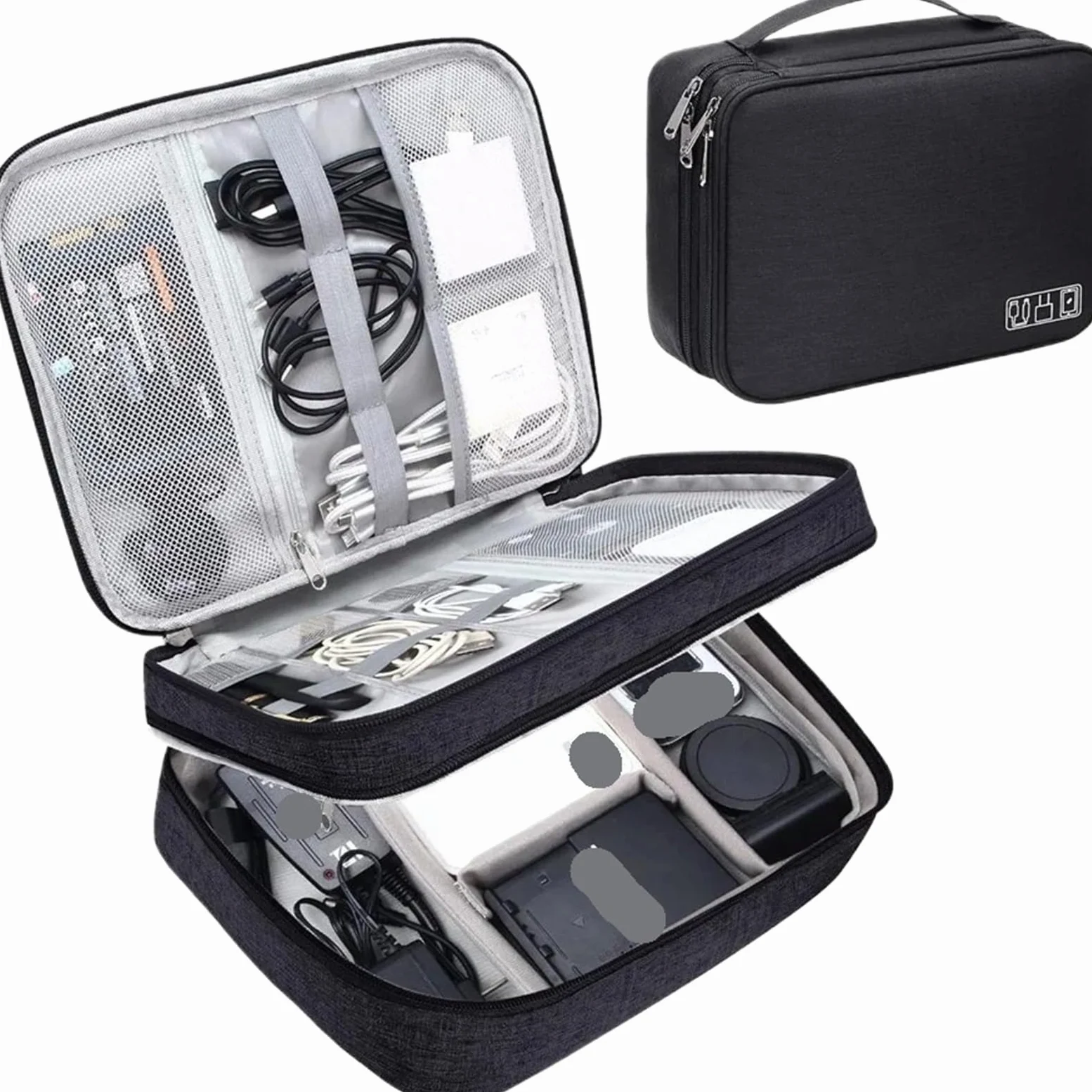 1PC Borsa di archiviazione Digitale Portatile Gadget Impermeabile Custodia for Cavi organizzatore dispositivi elettronici Accessori Confezione Forniture per Cavi, Caricabatterie(Black B)