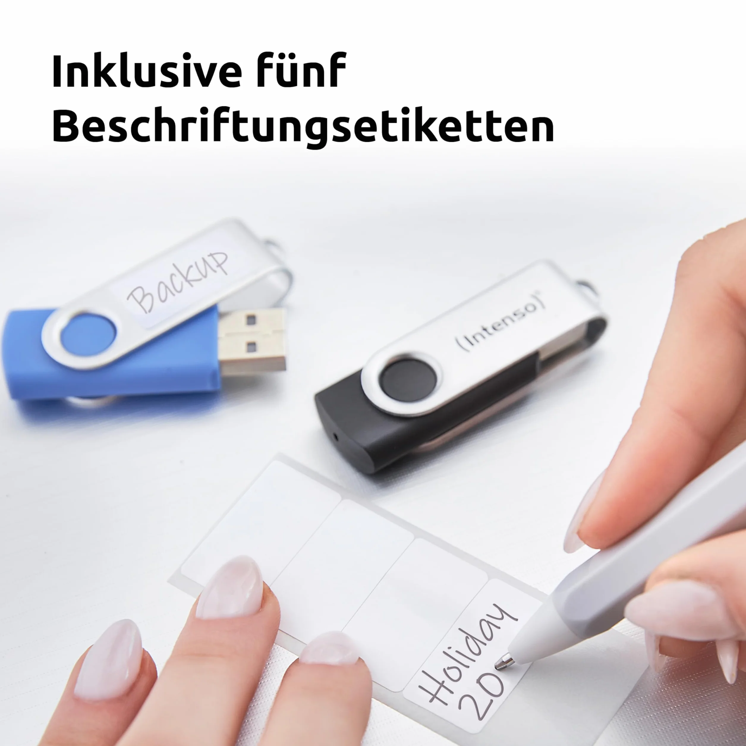 Intenso Office Line USB Stick 5 X 64 GB | Super Speed USB-A 3.2 Memory Stick fino a 70 MB/s | 5 colori con staffa in metallo ed etichette per scrivere