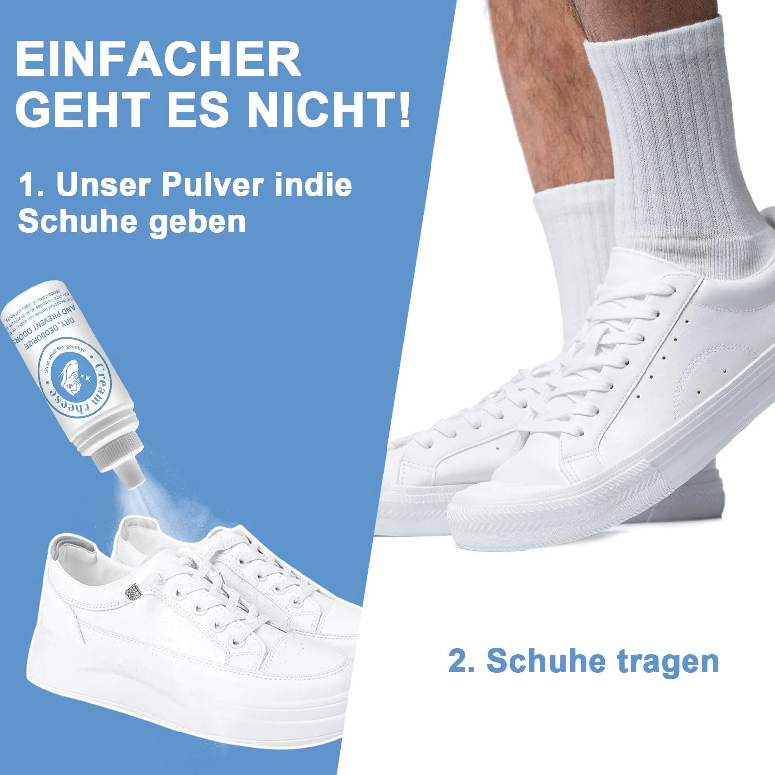 Polvere Deodorante per Scarpe 40g Contro Odore Piedi Sportive Lavoro Ginnastica