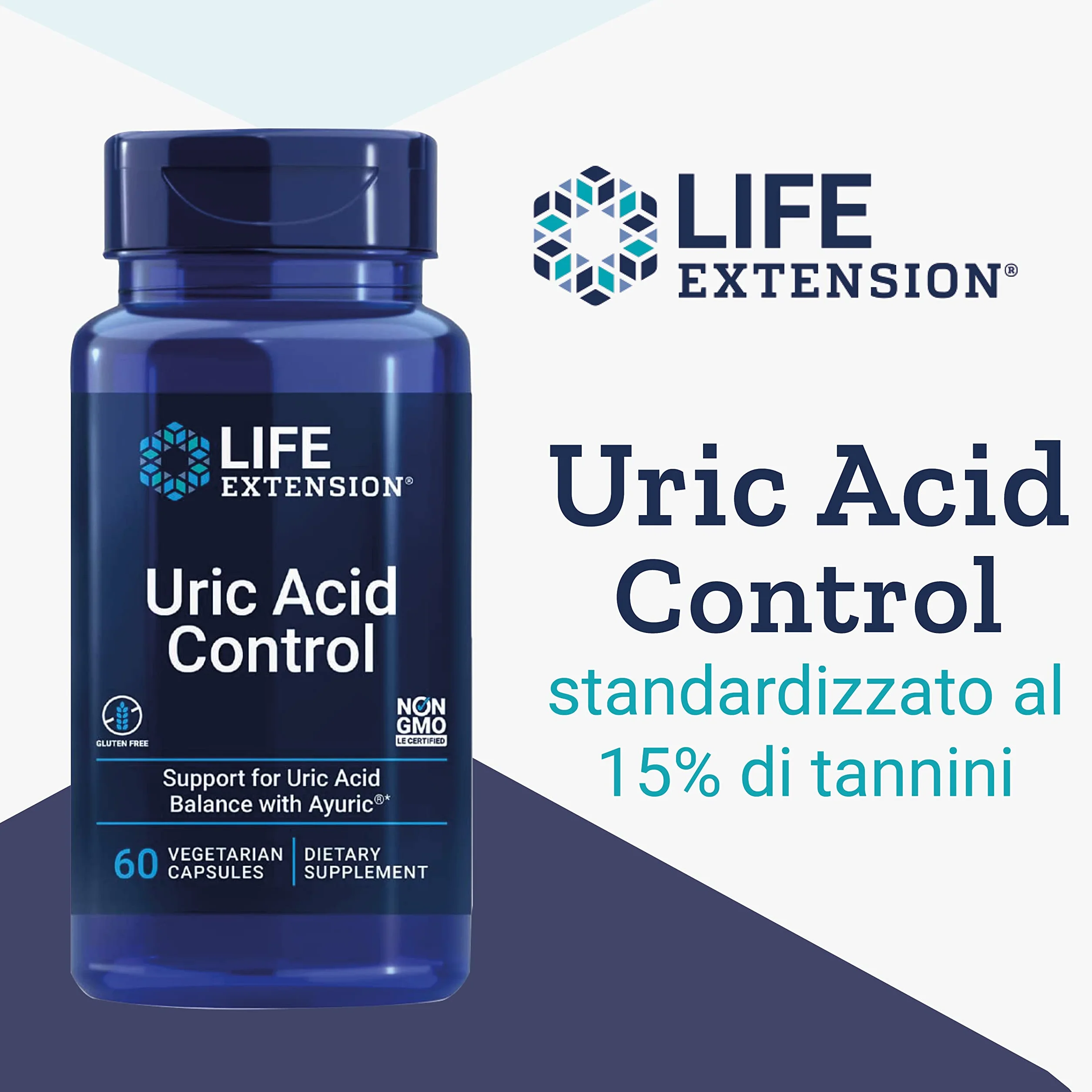 Life Extension Uric Acid Control, Terminalia Bellirica 500mg, 60 Capsule Vegane