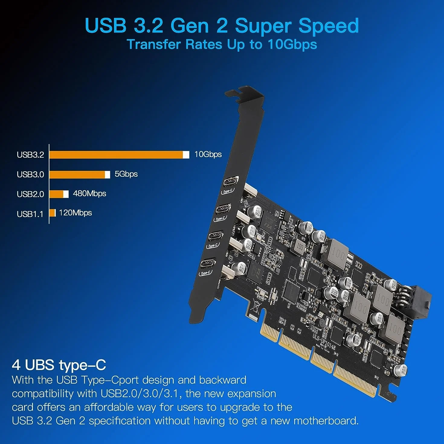 Scheda PCIe USB 3.2 Gen 2 (Power Delivery), 4 Porte Type-C (2 * 45W+ 2 * 30W) Scheda PCI Express USB da 10 Gbps con ricarica rapida per PC Desktop