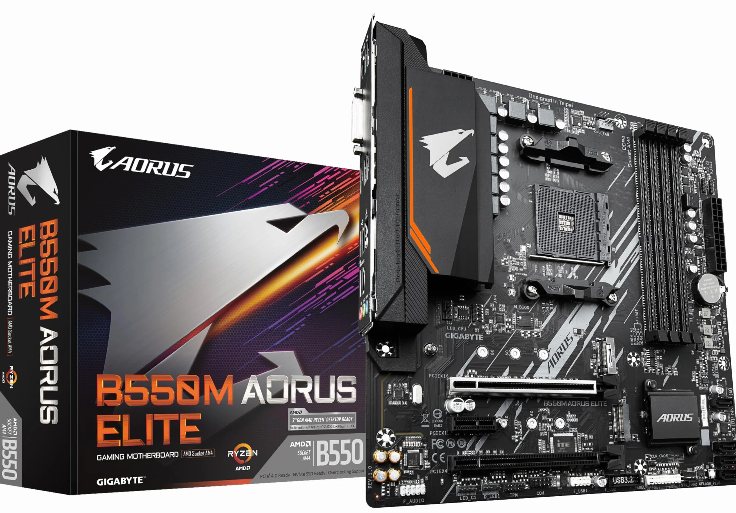 GIGABYTE B550M AORUS ELITE Scheda madre - CPU AMD Ryzen 5000, VRM a 5+3 fasi, fino a 4733 MHz DDR4, 1xPCIe 4.0 + 1xPCIe 3.0 M.2, LAN 1GbE, USB 3.2 Gen 1