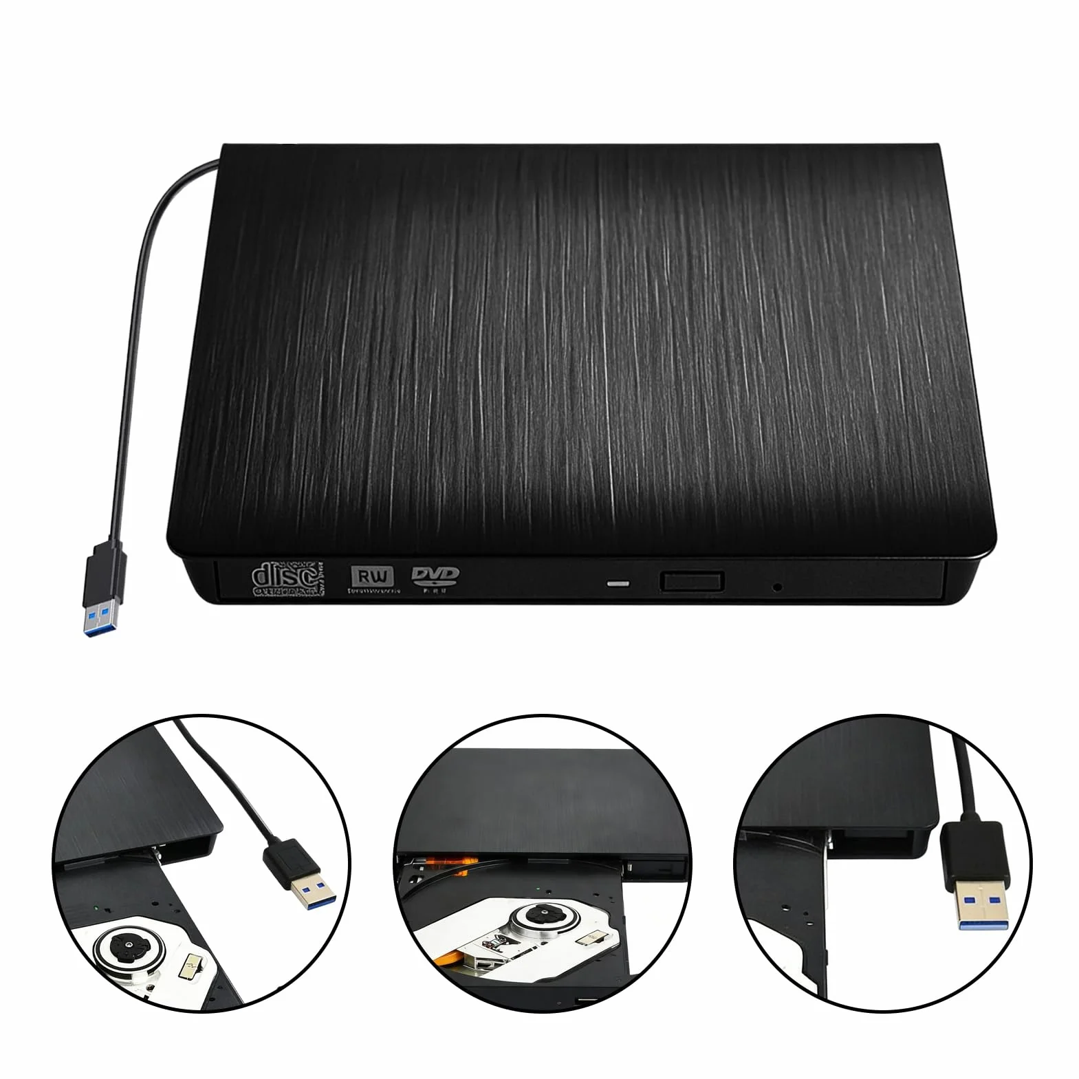Slim USB Disc Burner - External Laptop Optical Drive, Rewriter C D D VD Reader, Portable Data Storage Device | Backup Solution, Media Archiving, File Management, Entertainment Use, Office Tasks, Home