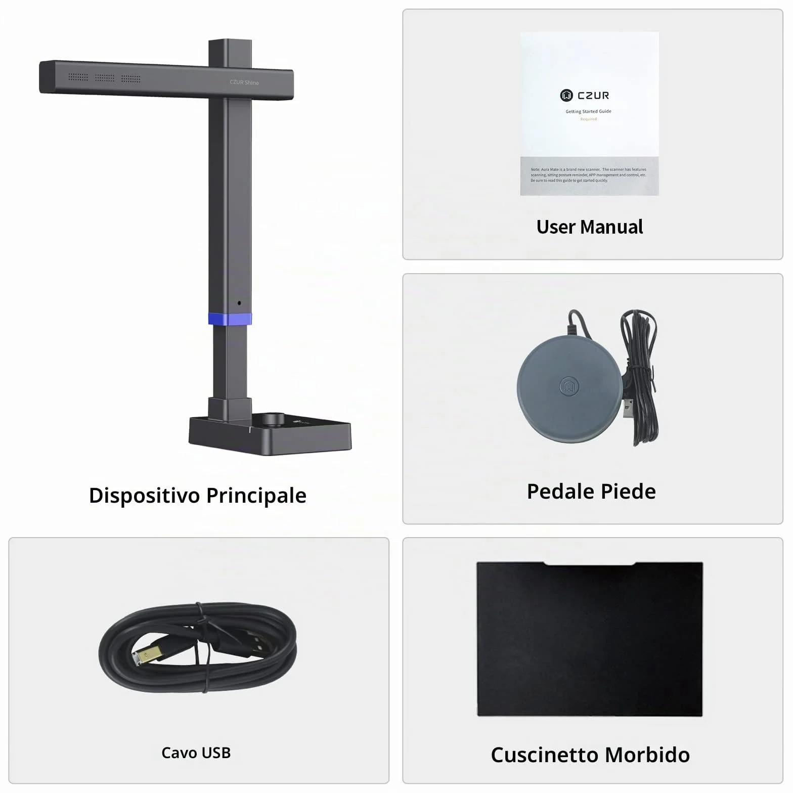 CZUR Shine Ultra Pro Scanner 20MP 320-440 dpi Portatile Documenti A3 A4 A5 OCR Multilingue