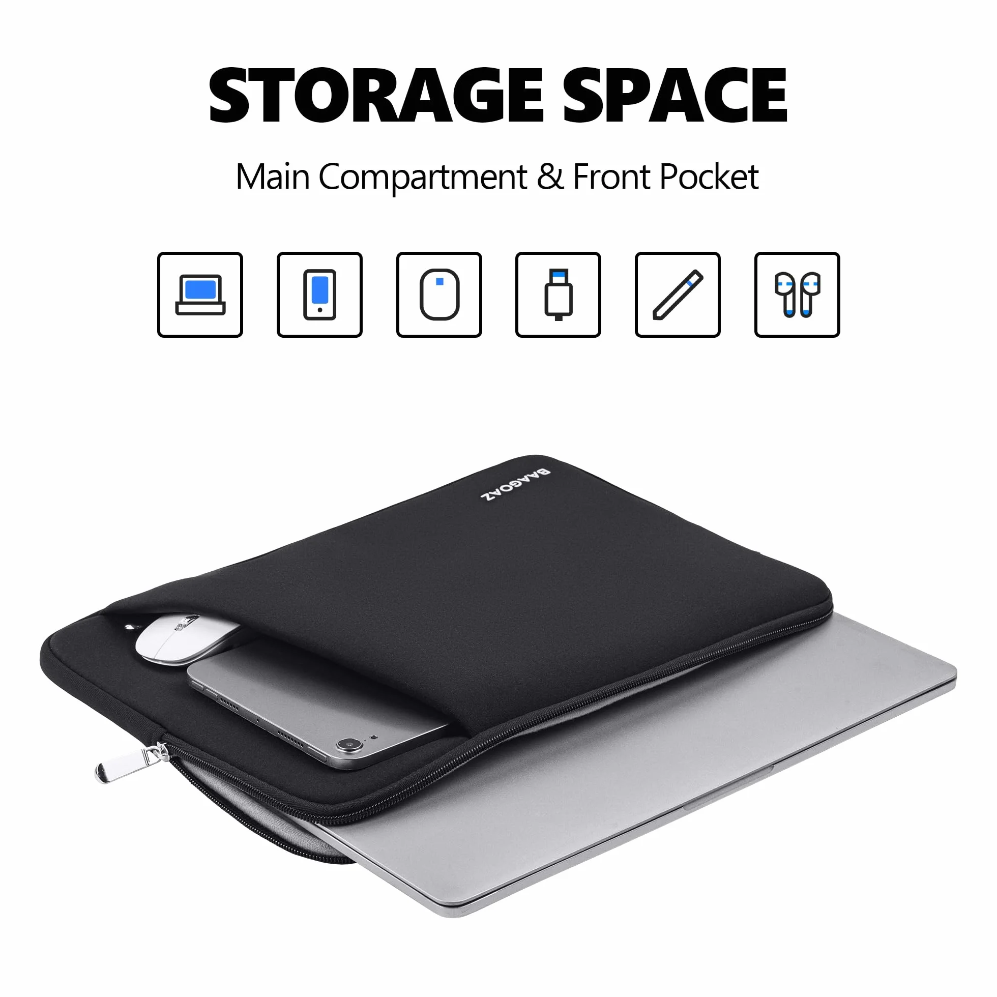 Custodia per 16,2 Pollici MacBook Pro M4 M3 M2 M1 Pro/Max 2025 2024 2023 2022, Compatibile con Parziali 15,6 PC Notebook Chromebook Computer Portatile, Laptop Sleeve Borsa Protettiva, Nero