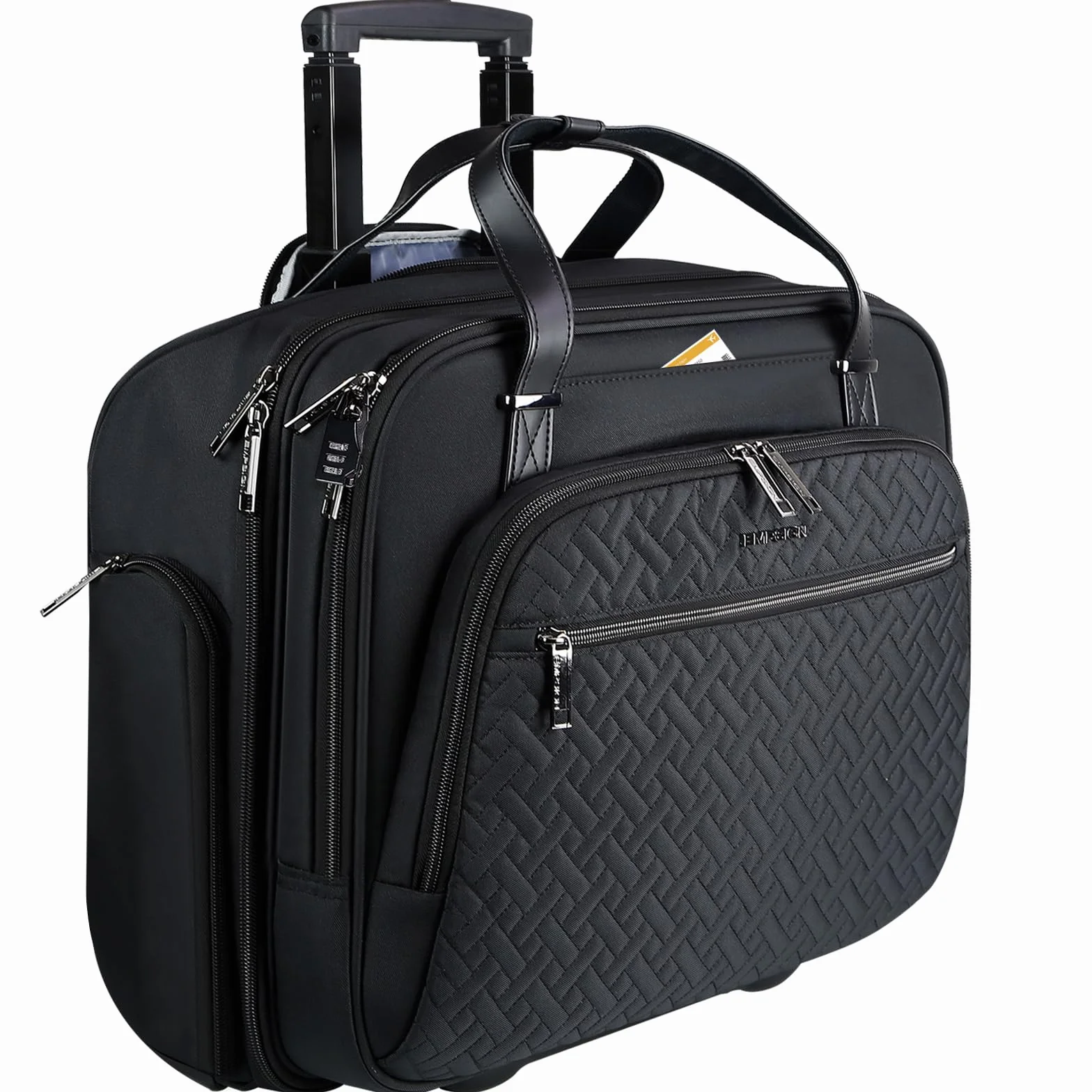 EMPSIGN Borsa per computer portatile 15.6 pollici con ruote RFID impermeabile nera