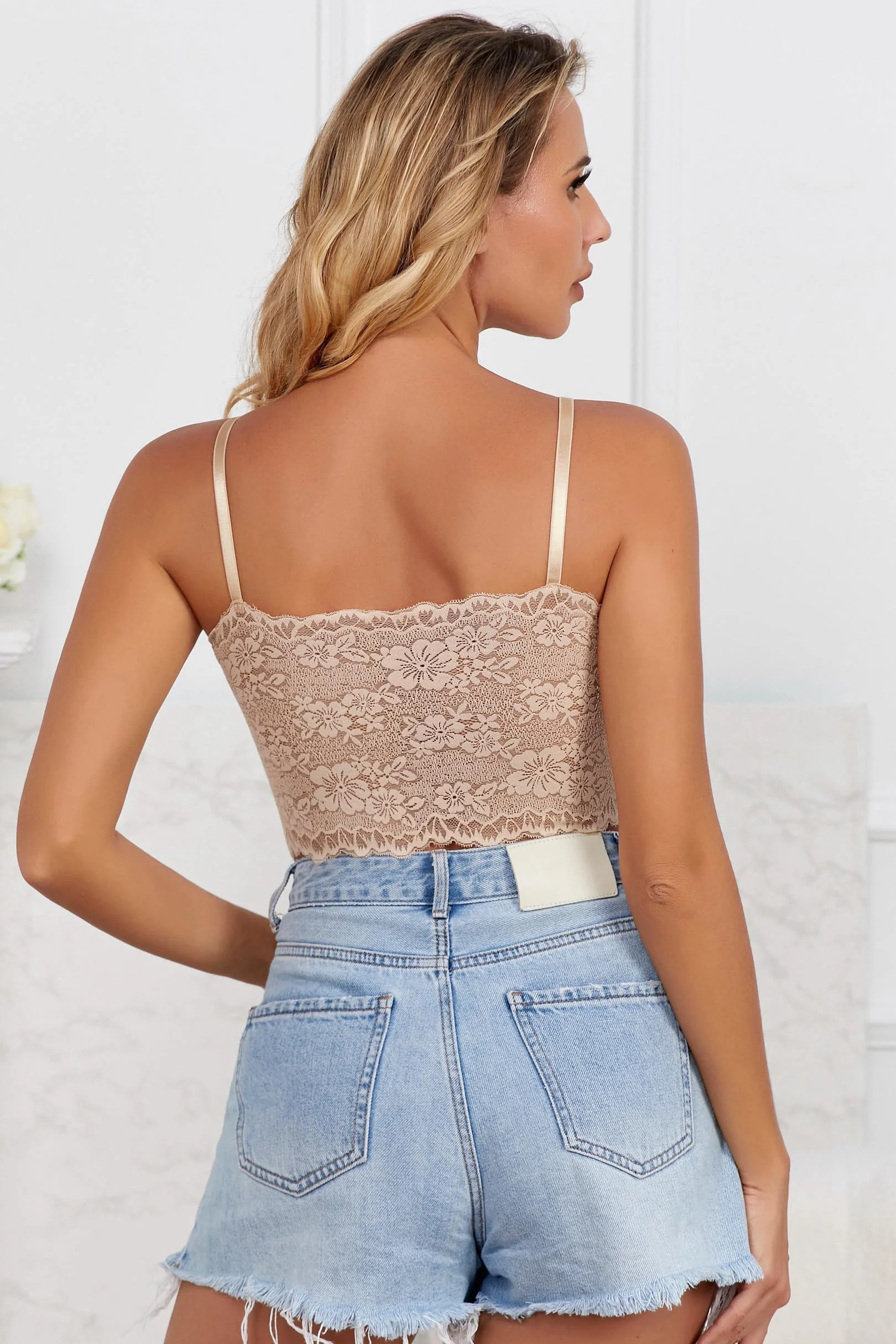 Reggiseno in pizzo da donna con imbottitura senza ferretto