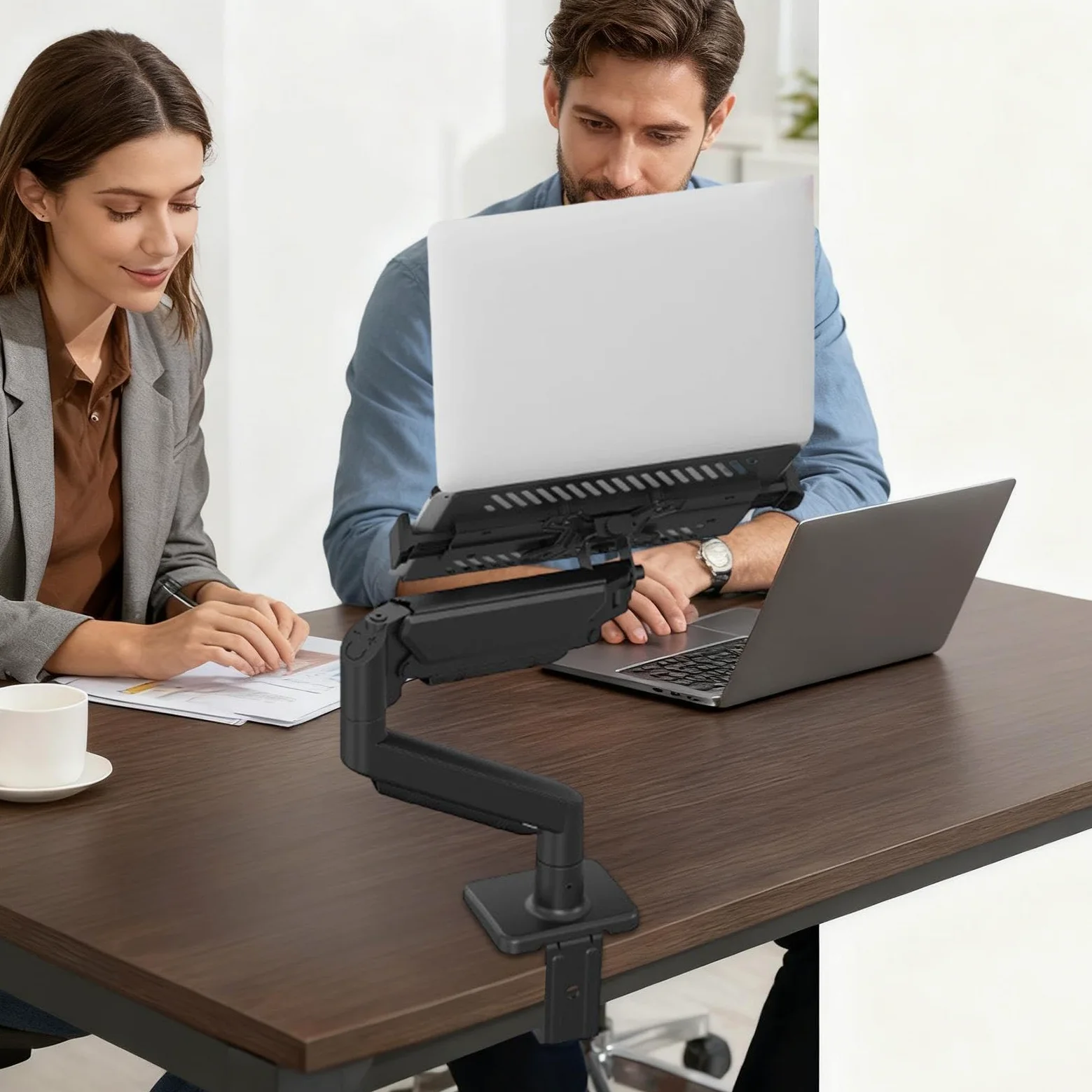 Supporto Regolabile per Laptop da Scrivania Supporto Telescopico Laptop | Supporto da Tavolo per PC Ideale per Casa Ufficio Studio Sala Riunioni Lettura Classe