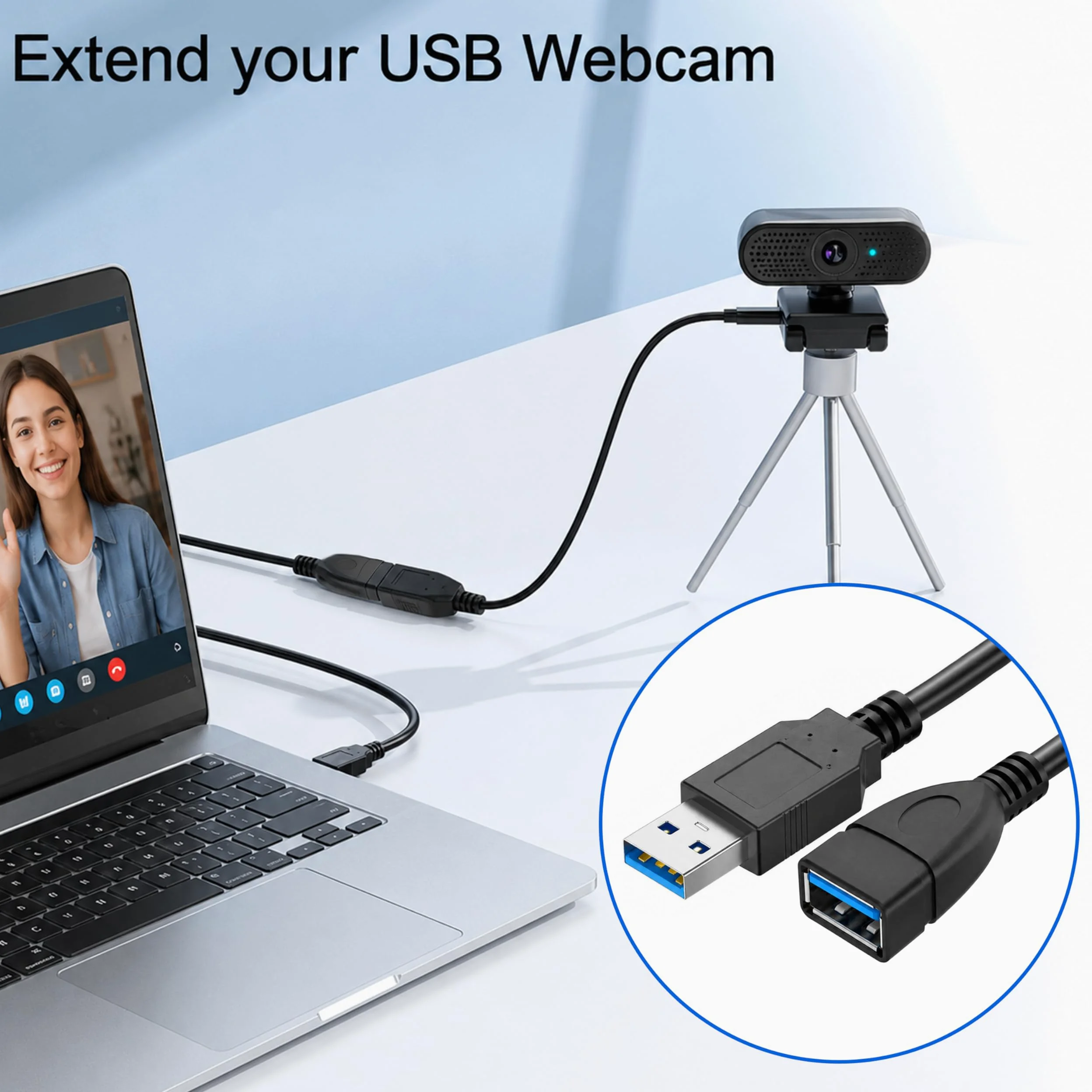 SaiTech IT Breve Durata 1 Piedi del USB 3.0 Extension Cable, USB 3.0 Un Maschio a Femmina Extender Cable Nero 1 Piedi