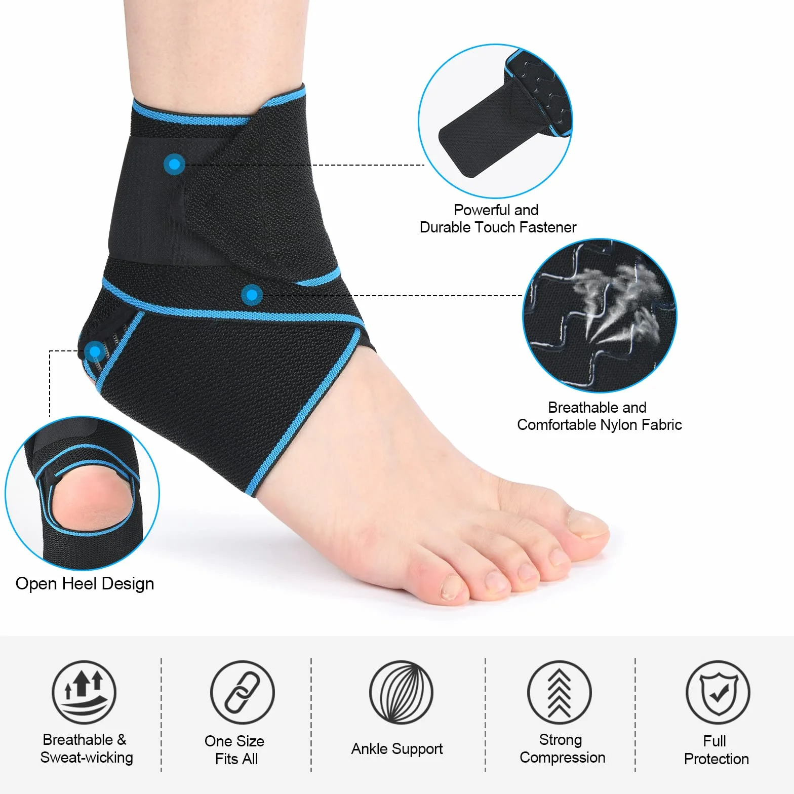 ACWOO Cavigliera Sportiva 2 Pezzi Tutore Caviglia Distorsione Supporto Regolabile Traspirante