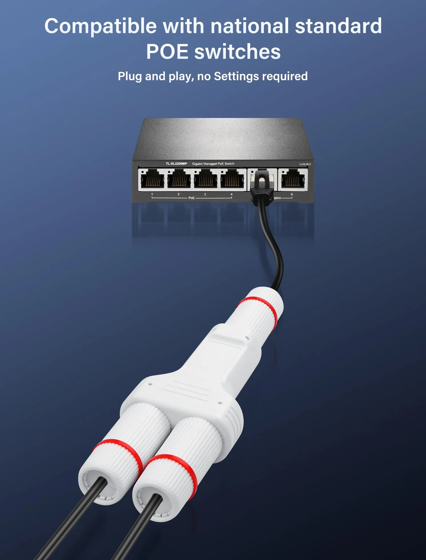 SinLoon IP67 Impermeabile PoE Extender POE Splitter 1 in 2 Out Extender 100m Estensione 10/100Mbps Ethernet Outdoor PoE Ripetitore per Telecamera IP Plug and Play
