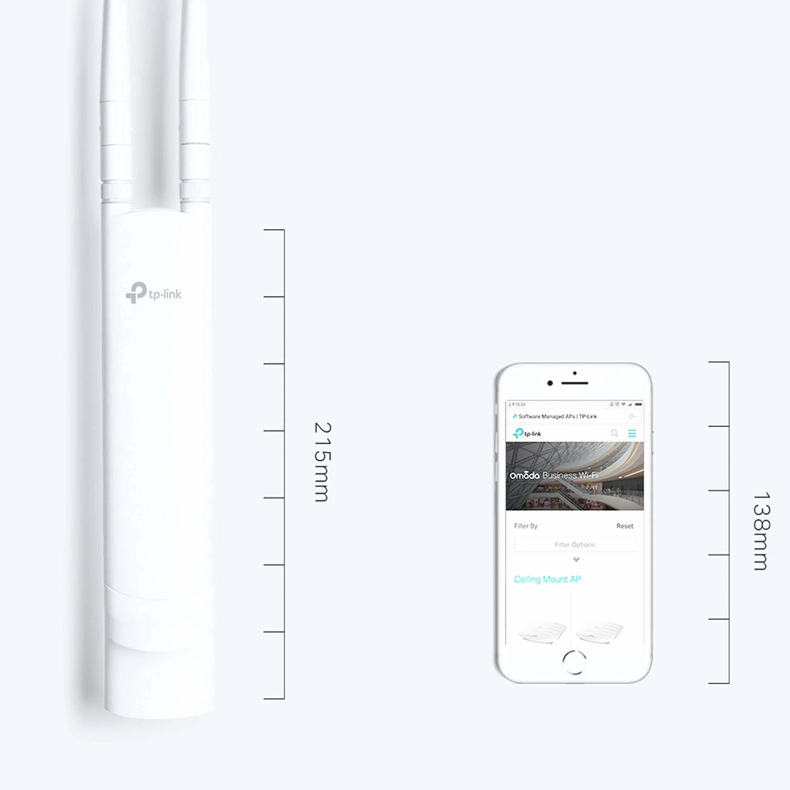 TP-Link EAP110 Outdoor Accesso Point Esterno Wi-Fi N300 MBps, 1 10/100 MBps LAN, Supporto POE Passivo, Antenne Ominidirezionali 5dBi Rimovibili
