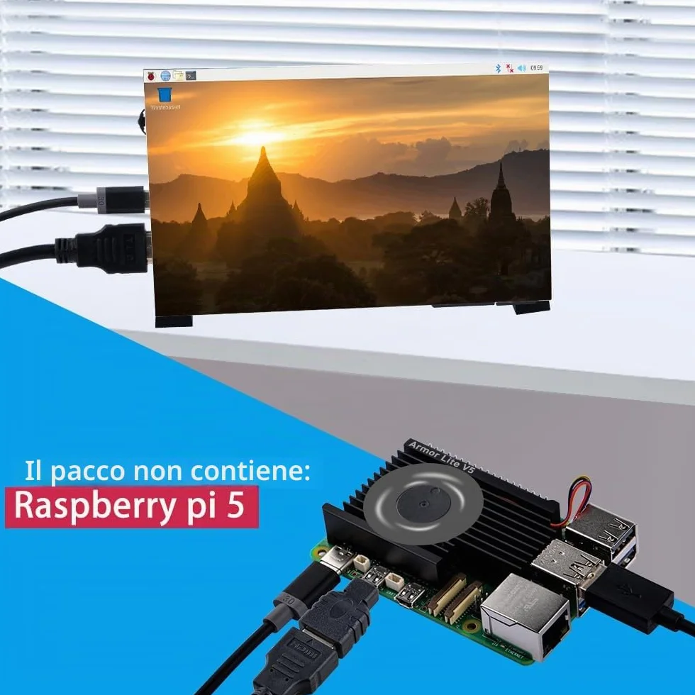 GeeekPi Raffreddatore Attivo per Raspberry Pi 5, Armor Lite V5 con Ventola PWM, Dissipatore di Calore in Alluminio per 4 GB/8 GB
