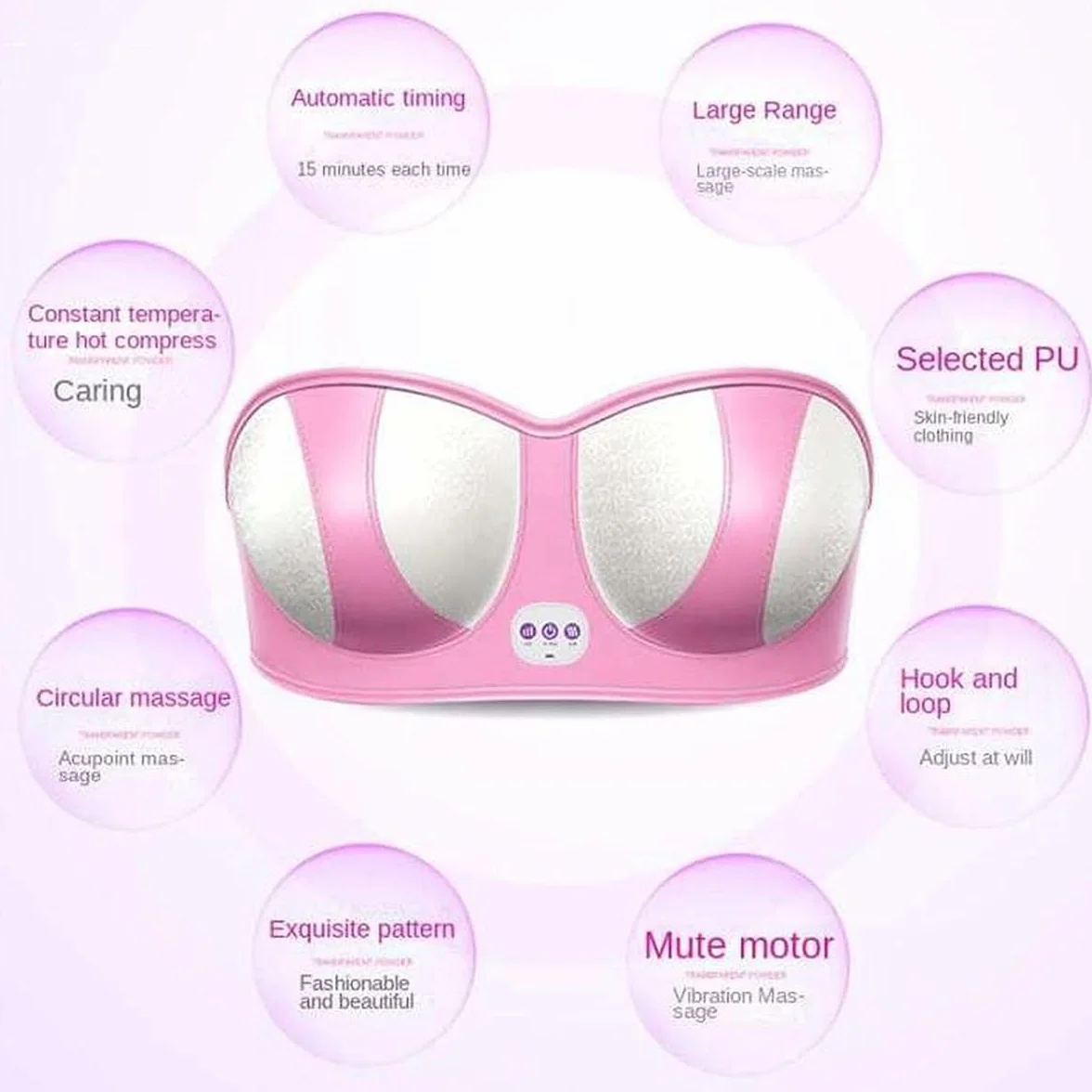 Reggiseno massaggiatore toracico elettrico ricaricabile USB riscaldamento intelligente crescita rassodamento seno