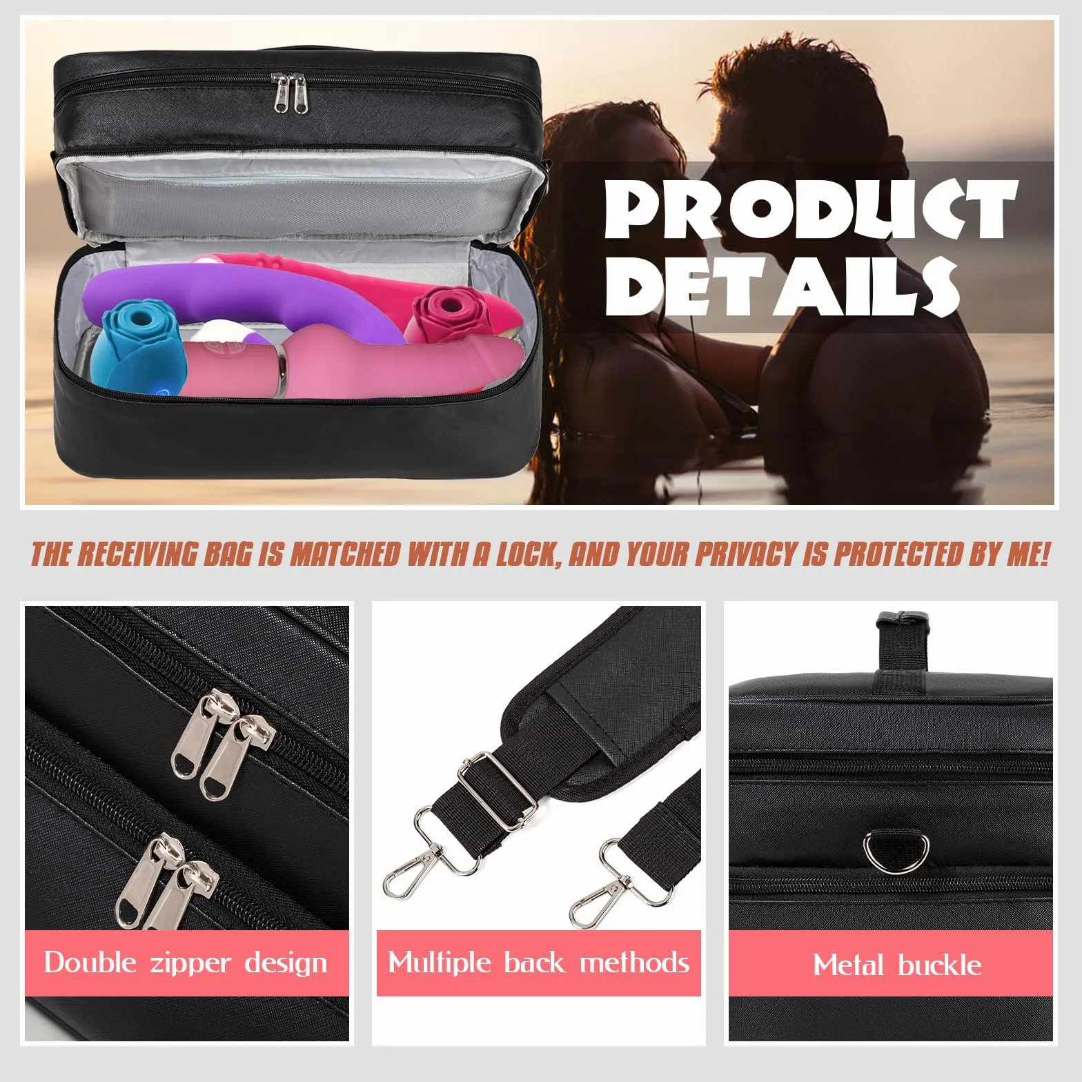 Borsa Portaoggetti Chiudibile per Sex Toys – Organizer a 2 Scomparti con Serrature a Combinazione