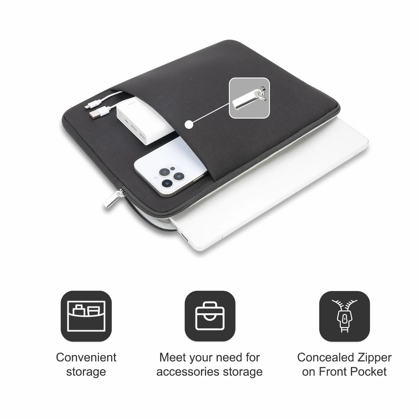 Custodia per Laptop 15-16 Pollici Compatibile con MacBook Air/Pro, Notebook Chromebook Borsa Portatile con Tasca Anteriore, Custodia Imbuttita Antishock per Computer