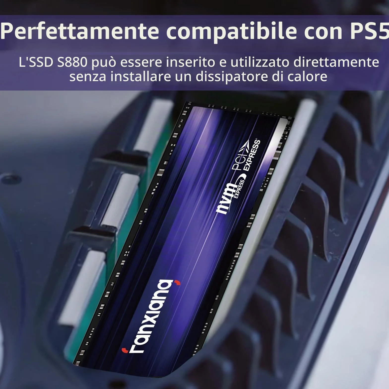 fanxiang SSD 1TB NVMe 1.4 PCIe Gen4x4 SSD M.2 2280 Interno - Lettura Fino a 7300 MB/s, Unità a Stato Solido Interne Compatibile con PS5 PC Desktop Laptop S880