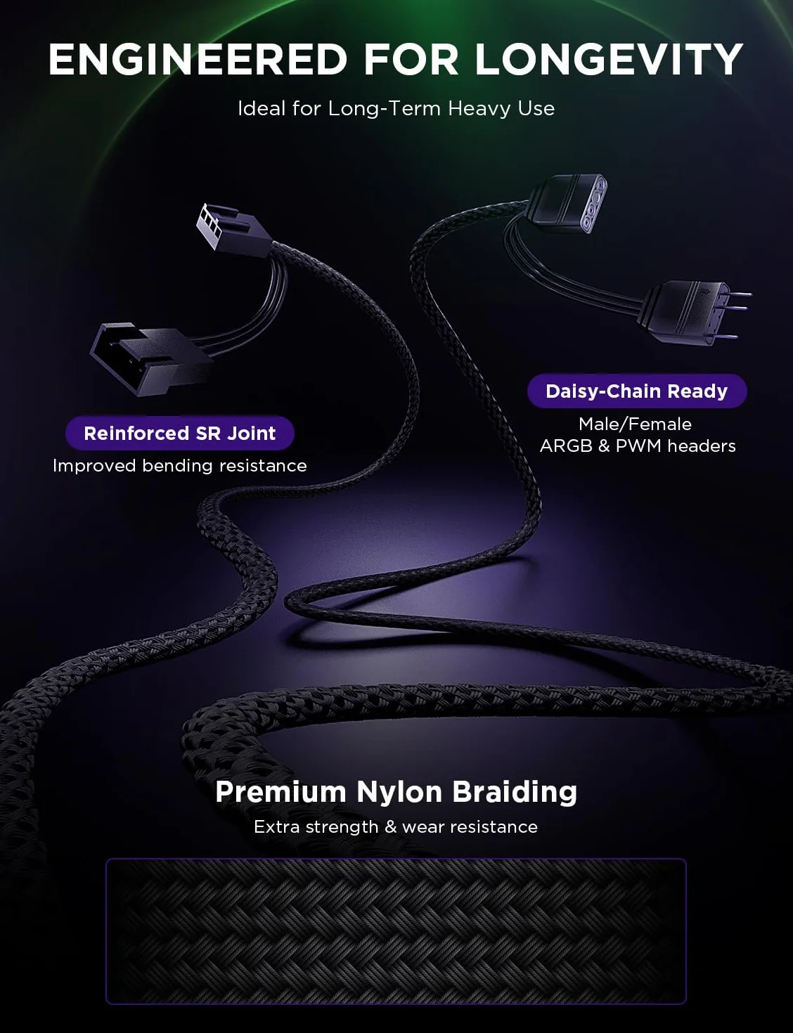 AsiaHorse Nyota Pro Ventola per Case da 120mm, Set di 3 Ventole PC da 120mm, Daisy Chain ARGB PWM 2000RPM Silenziosa, Ventola per Case ad Alto Flusso d'Aria, Pala Standard (Estraente), Nero