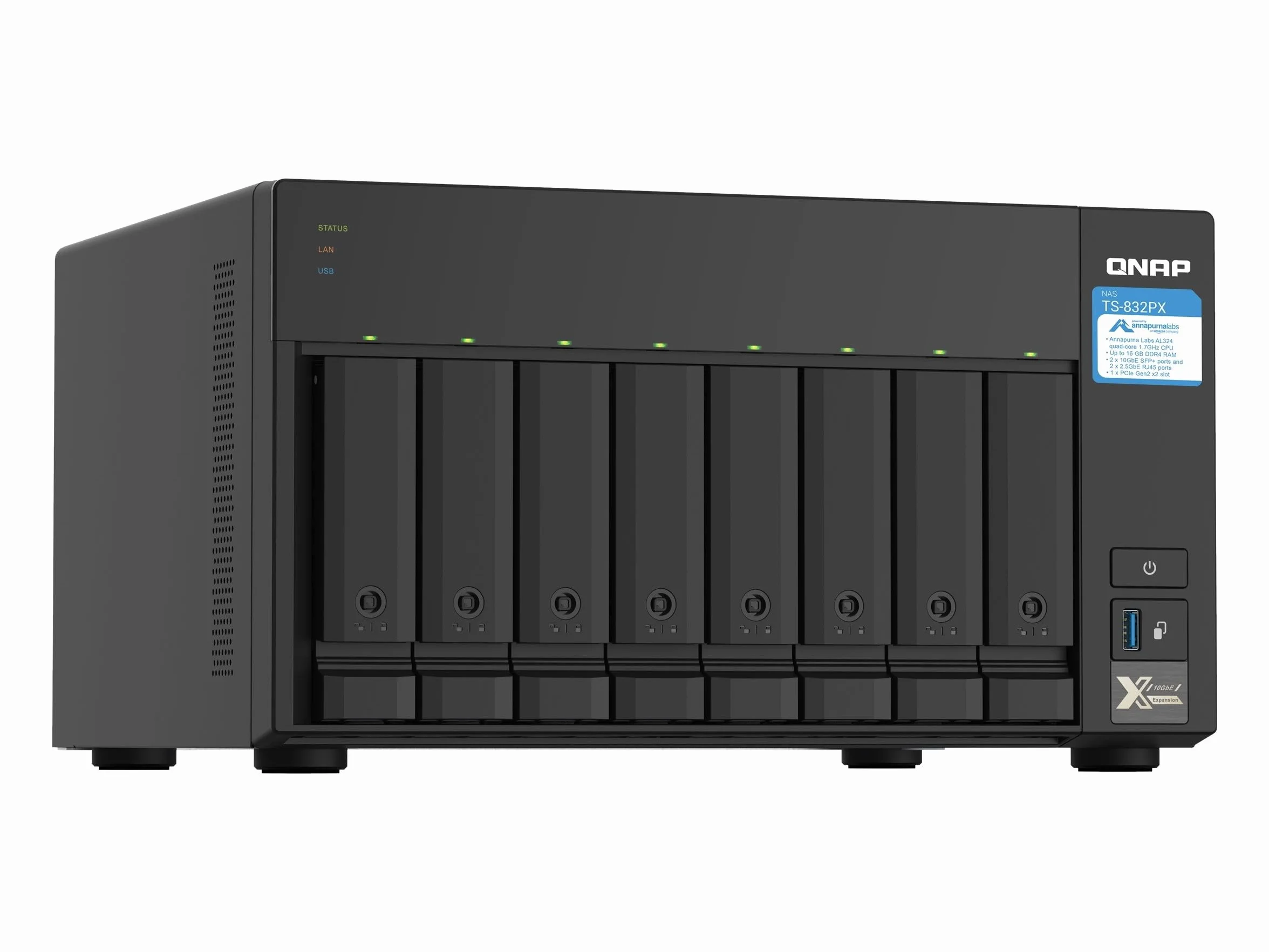 QNAP TS-832PX NAS Tower Alluminio Nero AL324