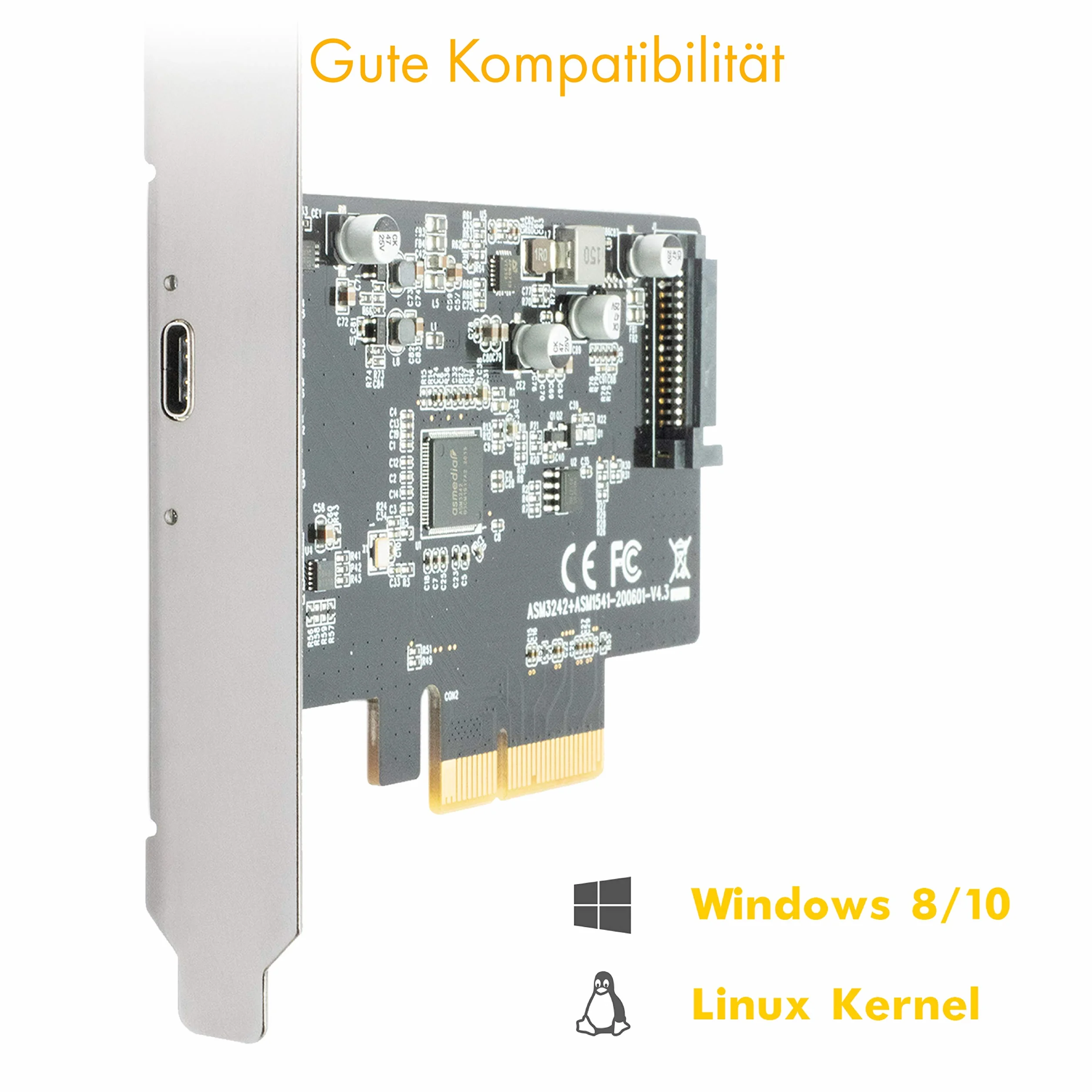ICY BOX Scheda USB 3.2 con Porta USB 3.2 Gen 2x2 (20 Gbit/s), USB-C, Installabile in Slot PCIe, IB-PCI1901-C32