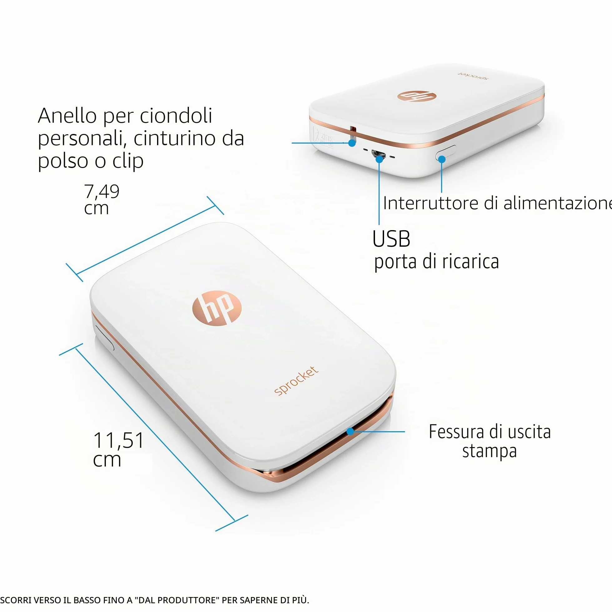 HP X7N07A Stampante Fotografica Portatile, Bianco